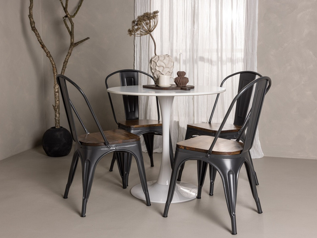 Jedilniški komplet Dallas 4589 (Črna + Oreh)