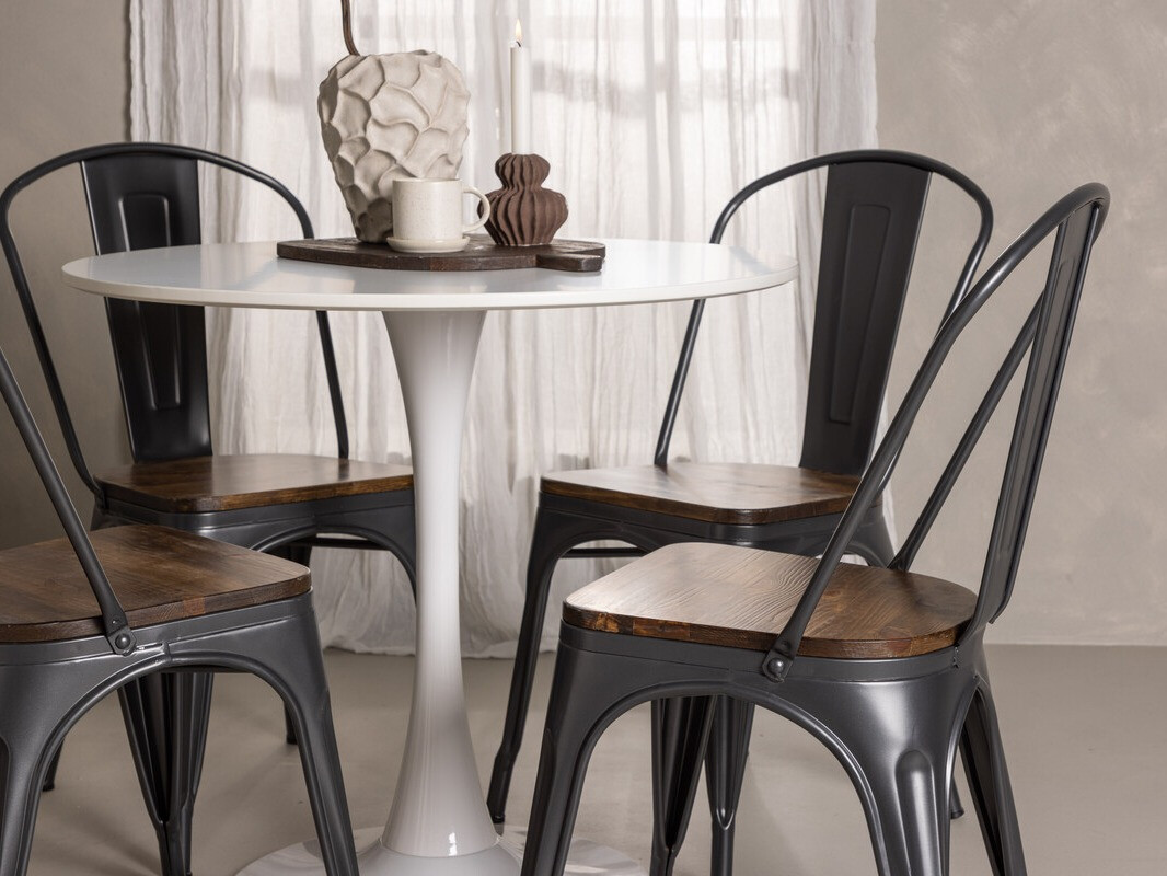 Jedilniški komplet Dallas 4589 (Črna + Oreh)