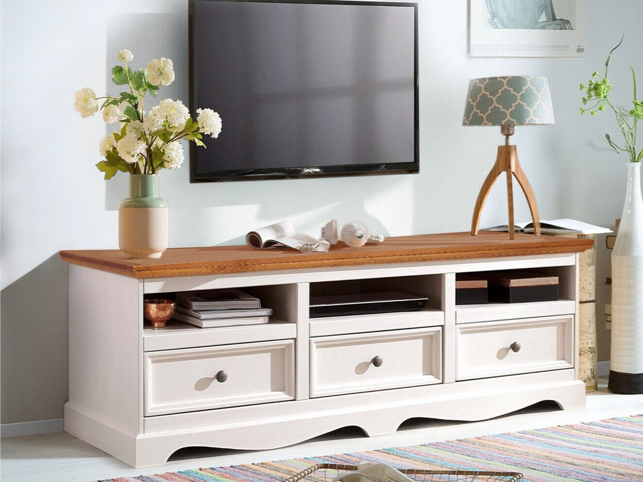 TV-omarica Fentivo 103 (Bela + Medeni hrast)