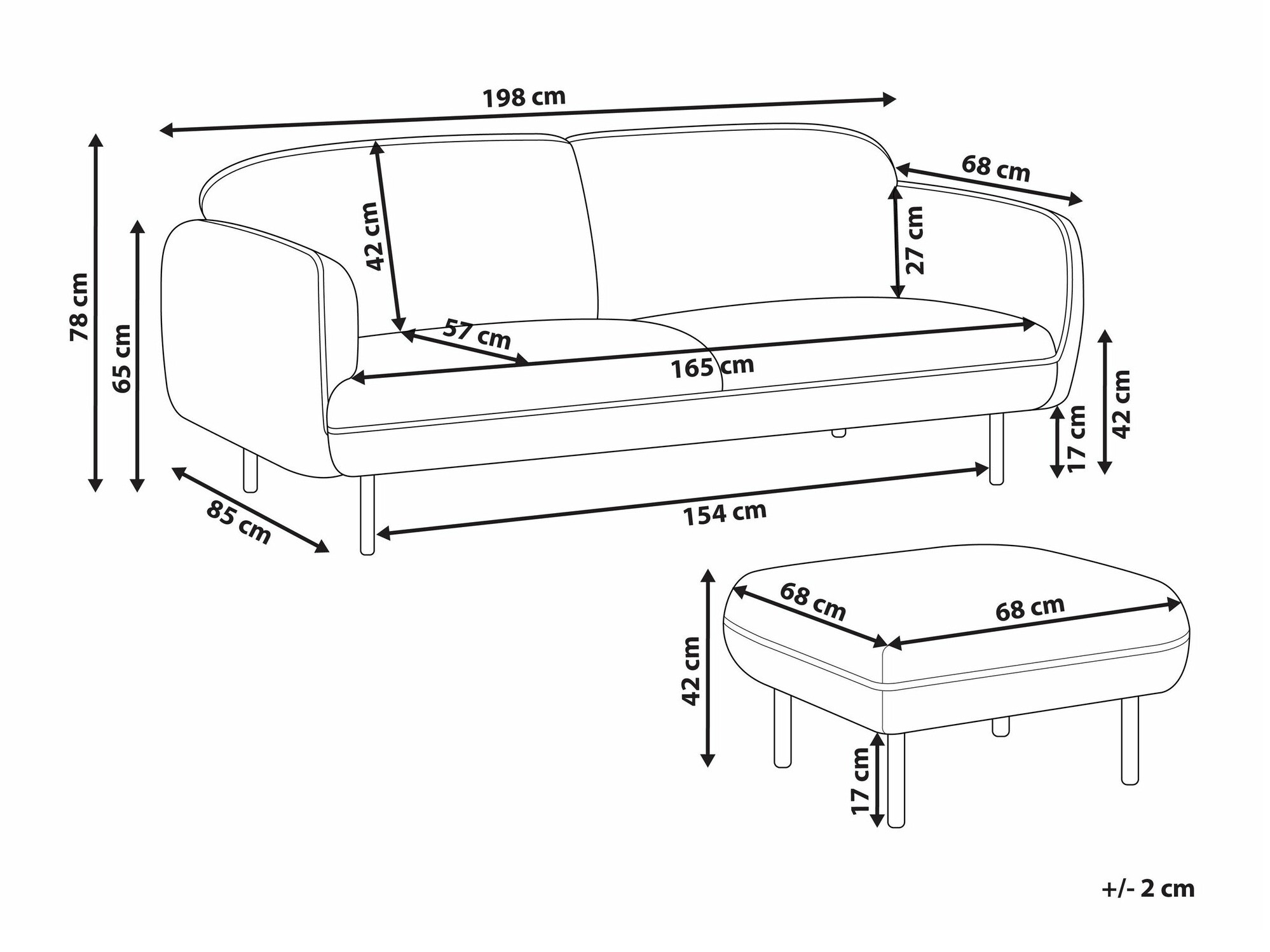 Komplet oblazinjenega pohištva Berwyn 2267 (Bež)