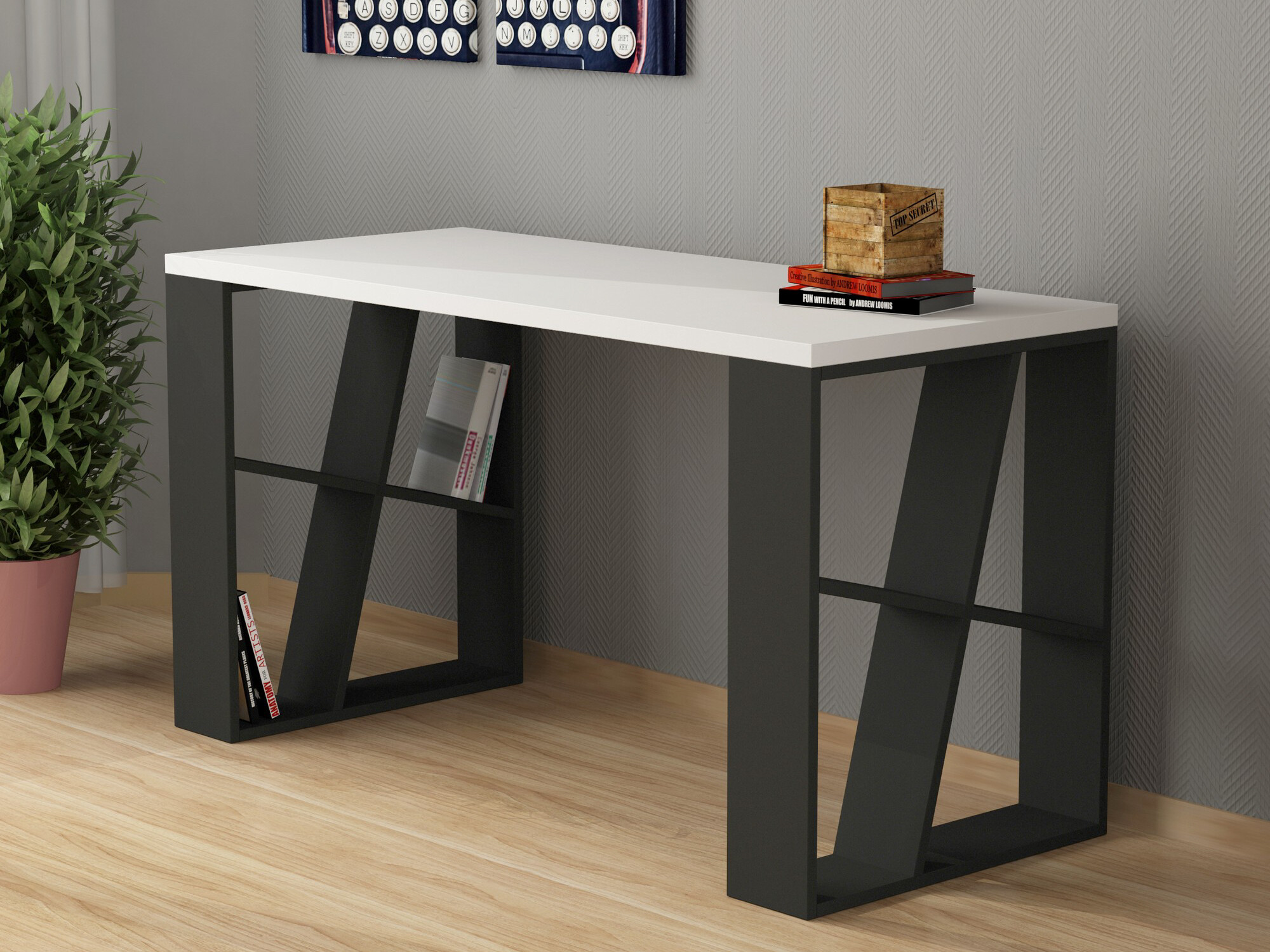 Pisalna miza Kailua 802 (Bela + Antracit)