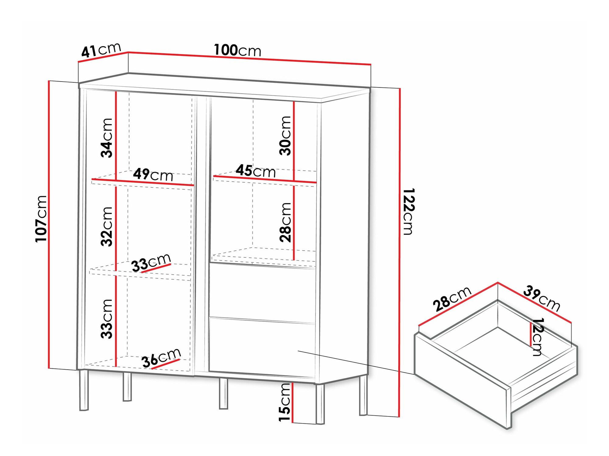 Komoda Lumiri 100 (Hrast + Črna)