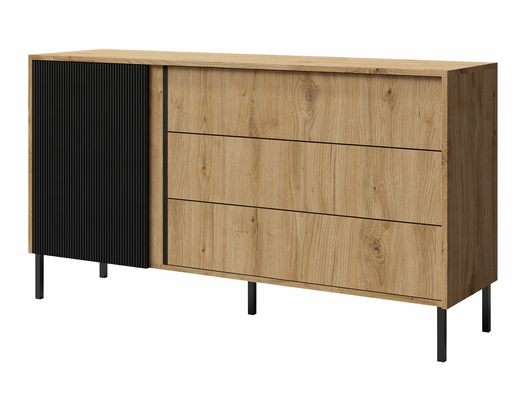 Komoda Lumiri 102 (Hrast + Črna)