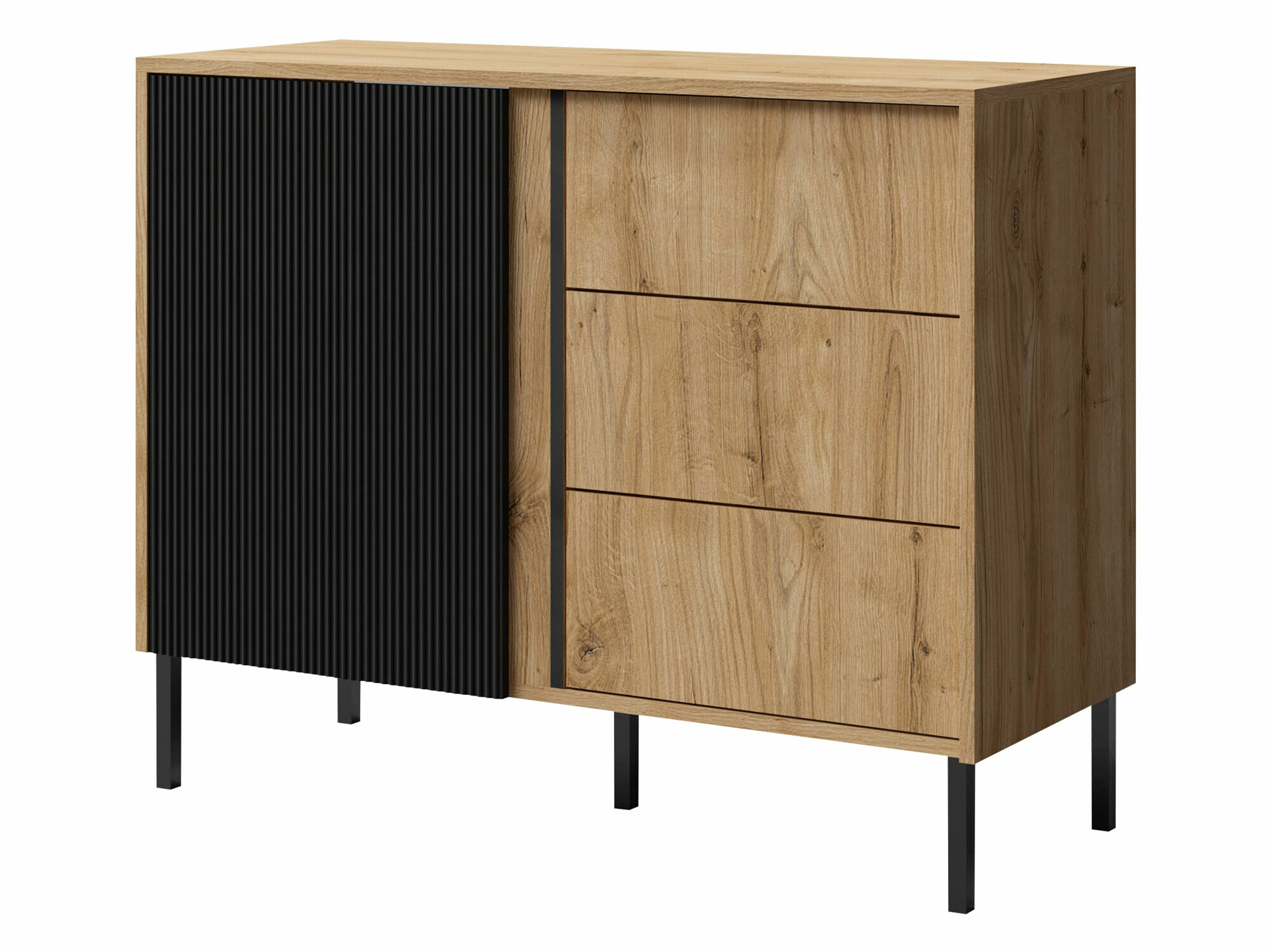 Komoda Lumiri 104 (Hrast + Črna)