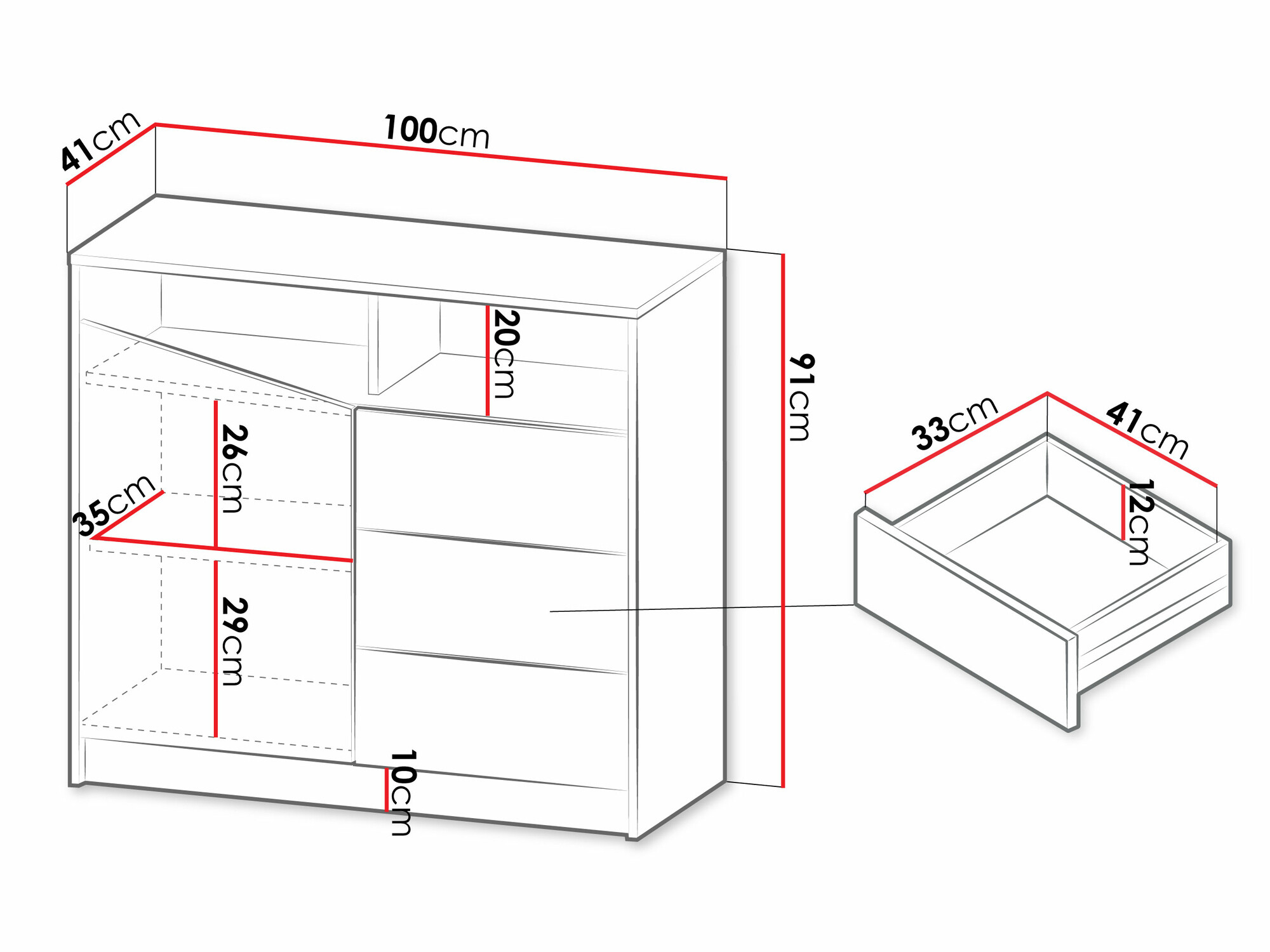 Komoda Tenreme 103 (Hrast + Črna)
