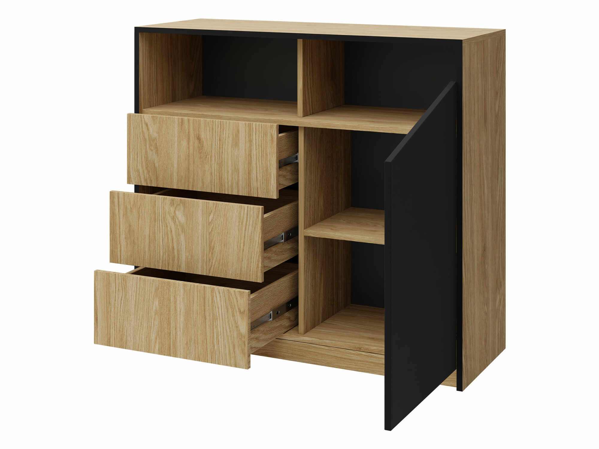 Komoda Tenreme 104 (Hrast + Črna)