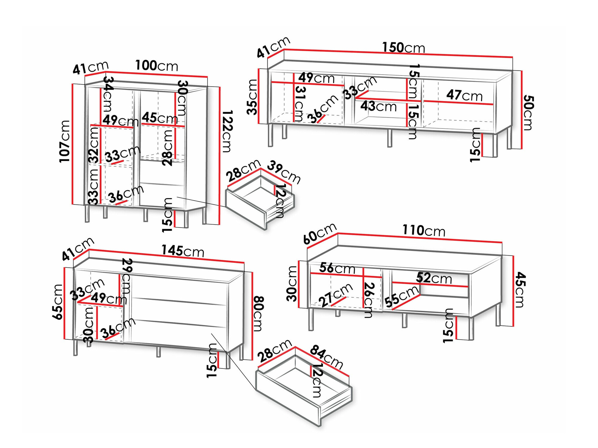 Komplet za dnevno sobo Lumiri 108 (Hrast + Črna)