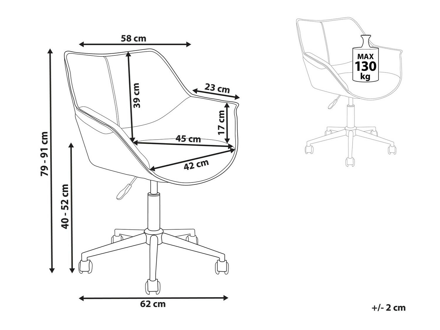 Pisarniški stol Berwyn 899 (Svetlo rjava)
