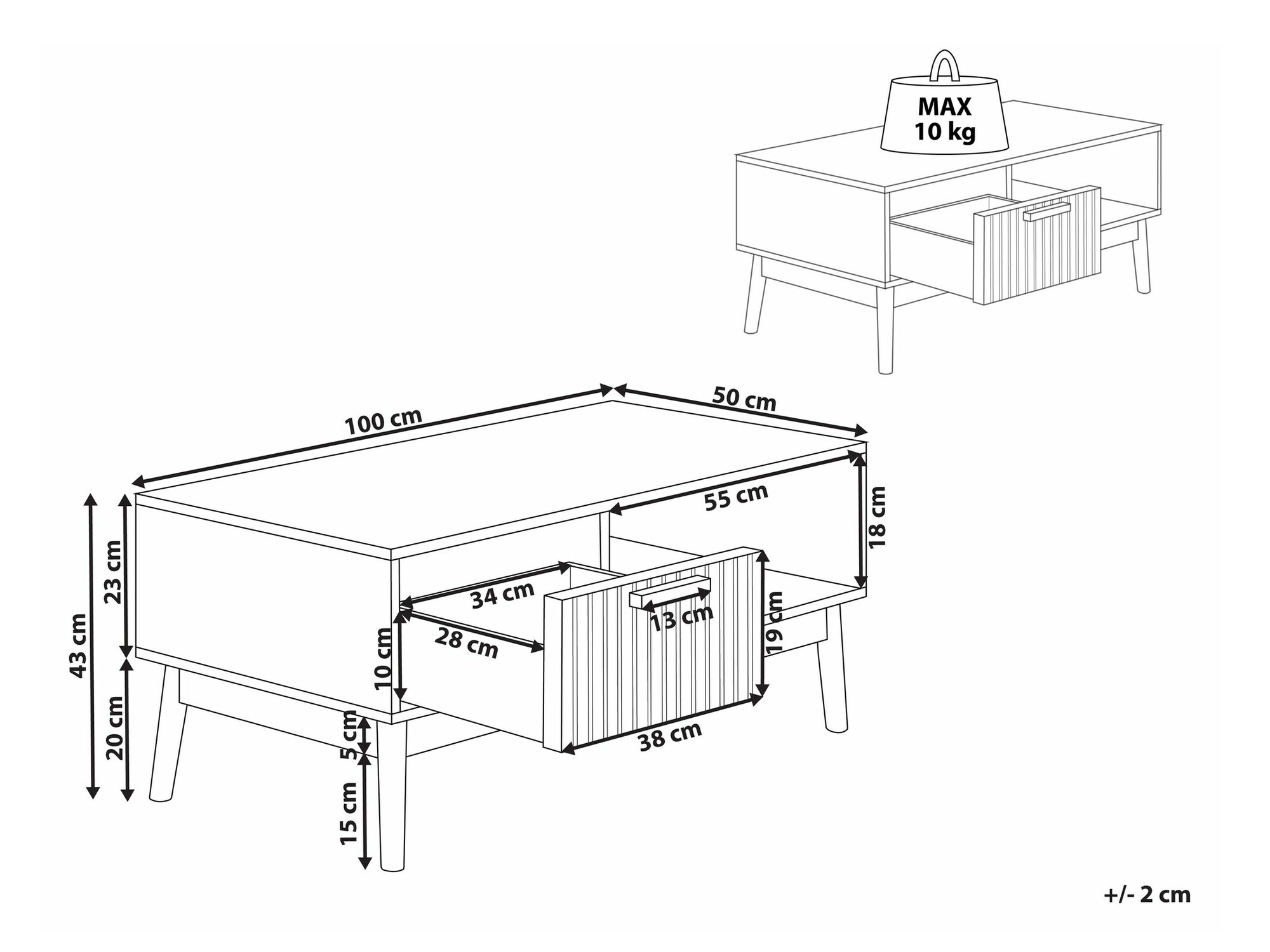 Klubska mizica Mirmori 100
