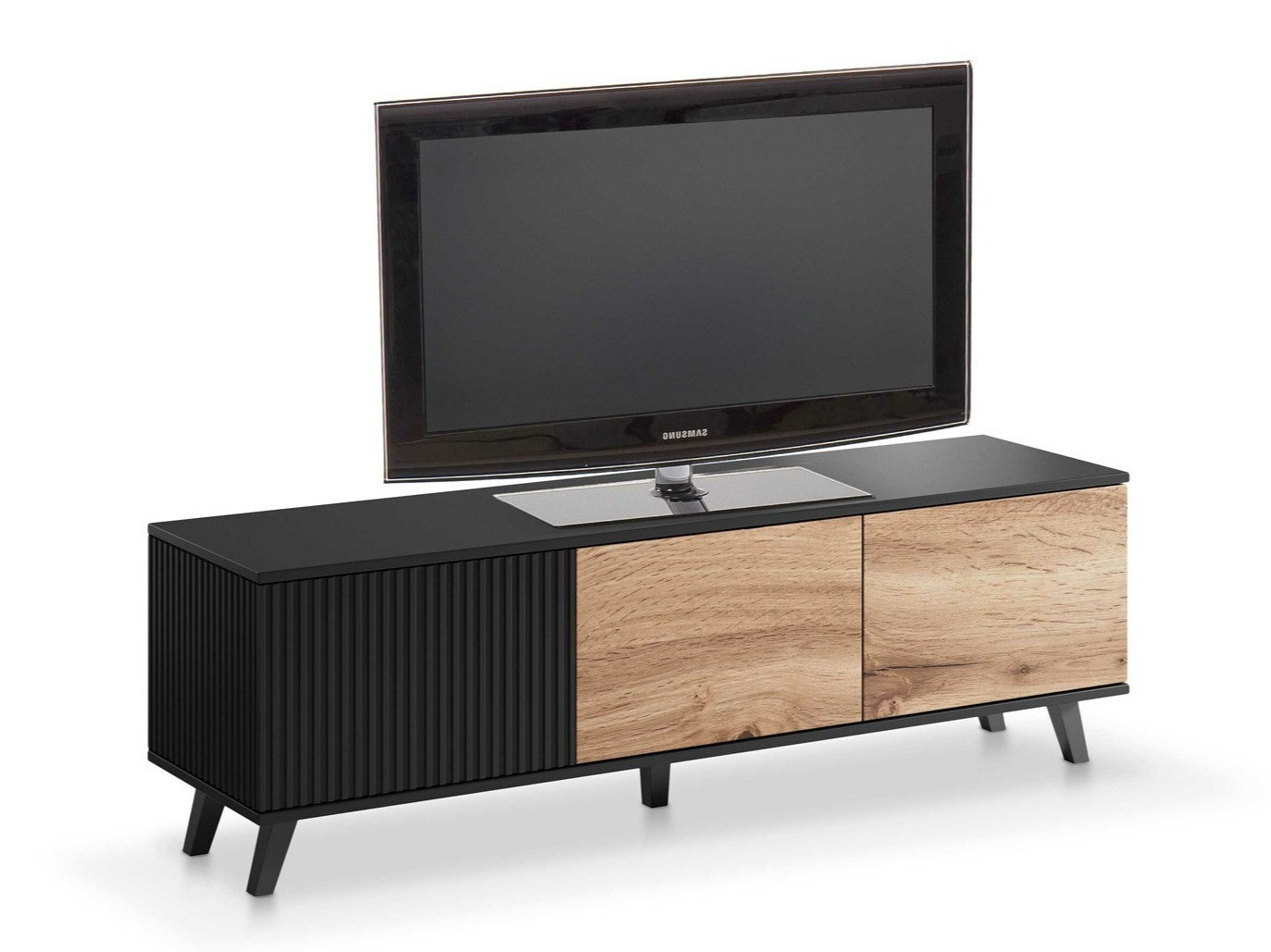 TV-omarica Luelia 116 (Črna + Wotan hrast)