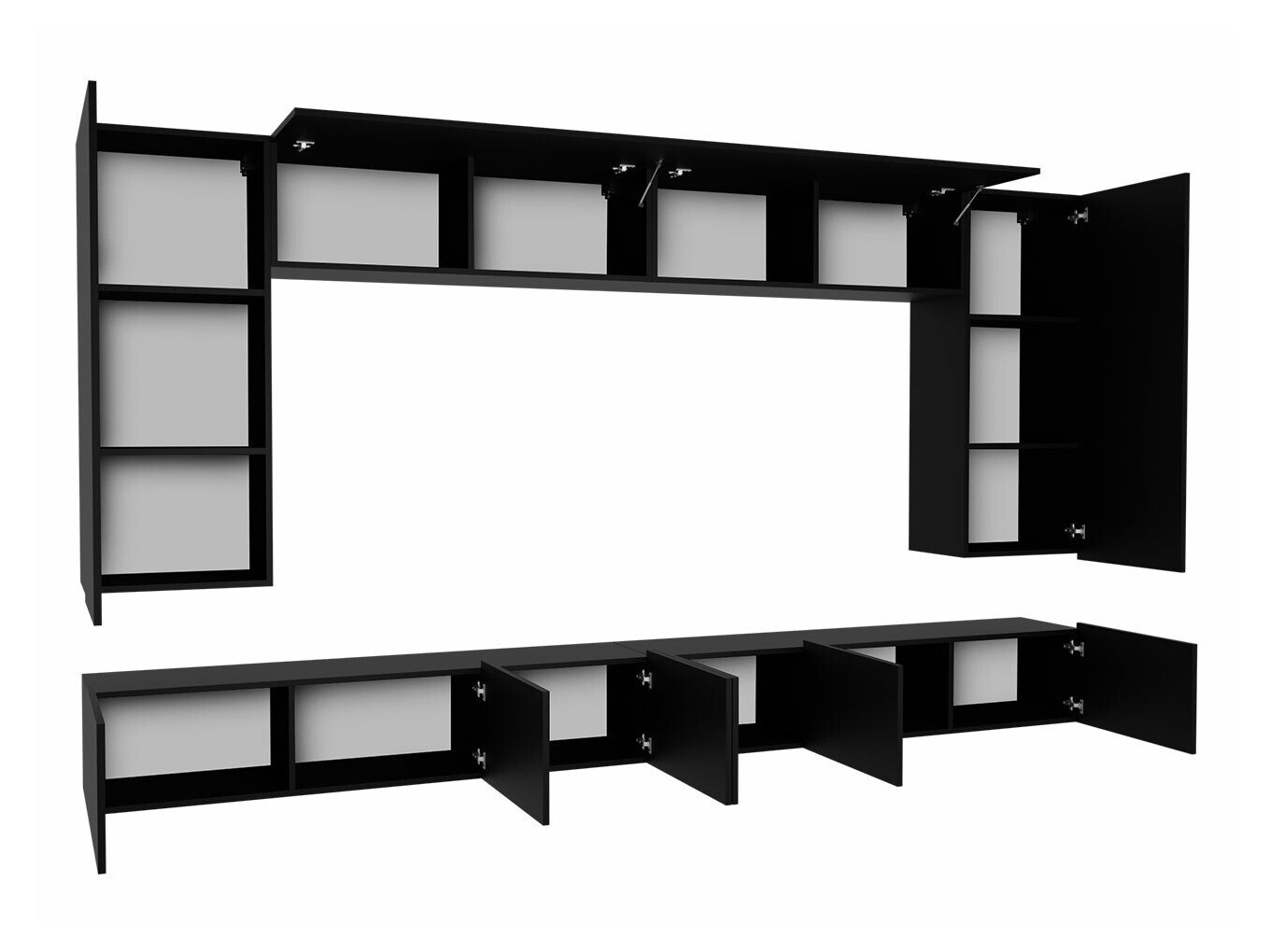 Komplet za dnevno sobo Tivdalu 135 (Črna + Sijaj črna)