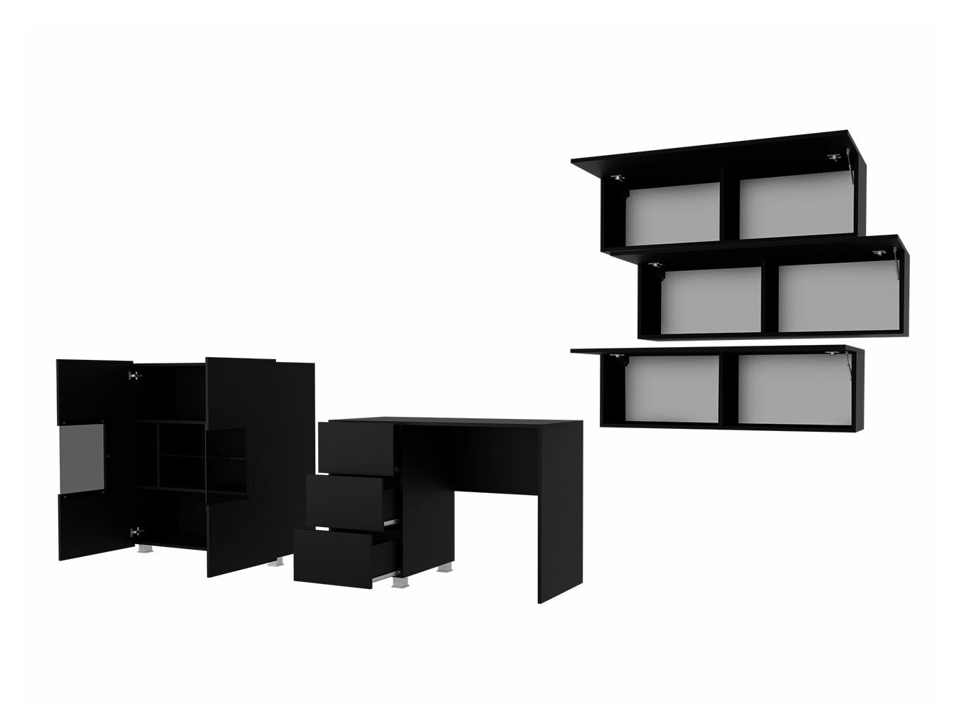 Pohištveni komplet Tivdalu 136 (Zlati hrast + Bela + Sijaj bela)