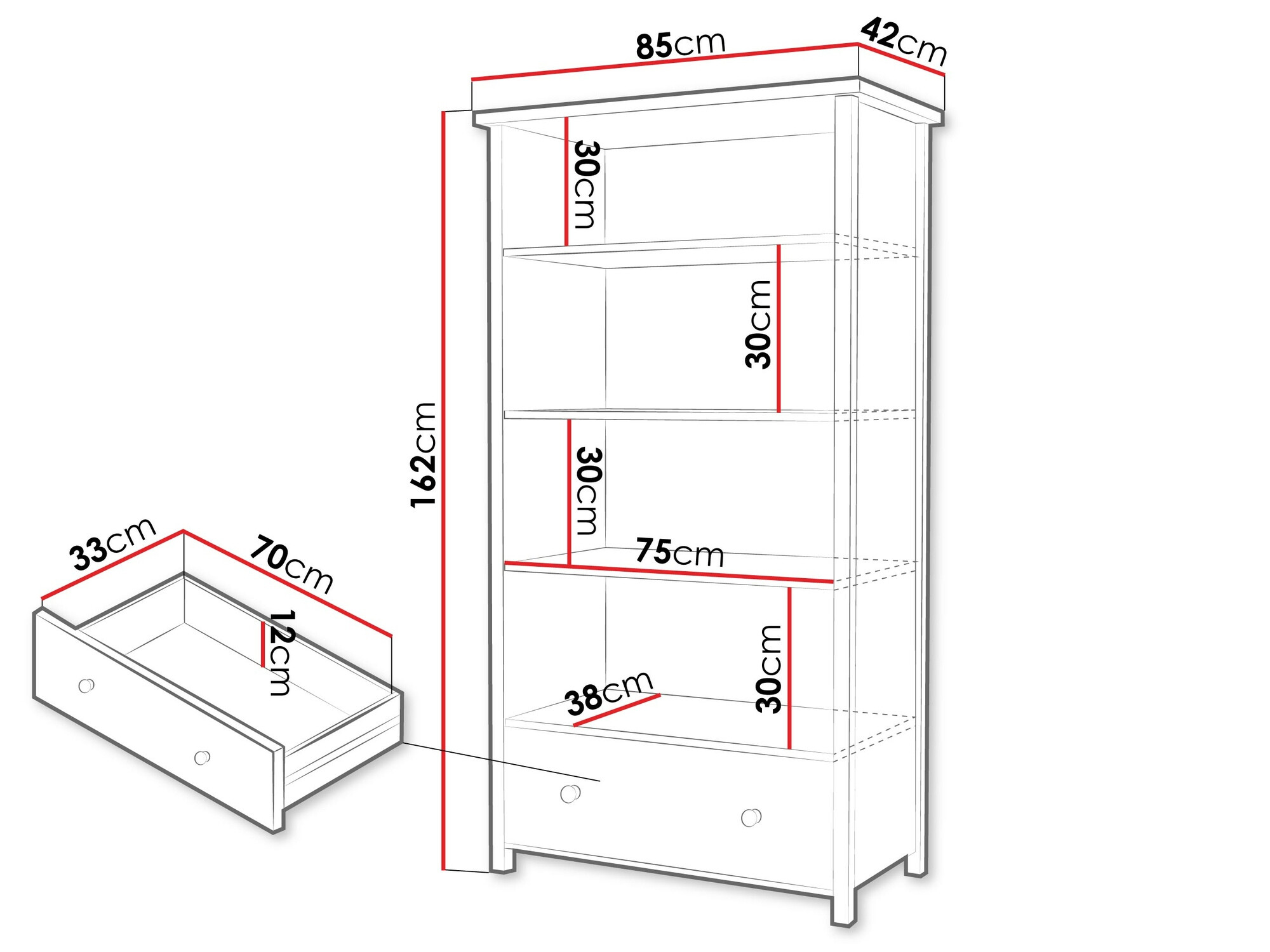 Regal Romelbo 142 (Bela + Hrast)