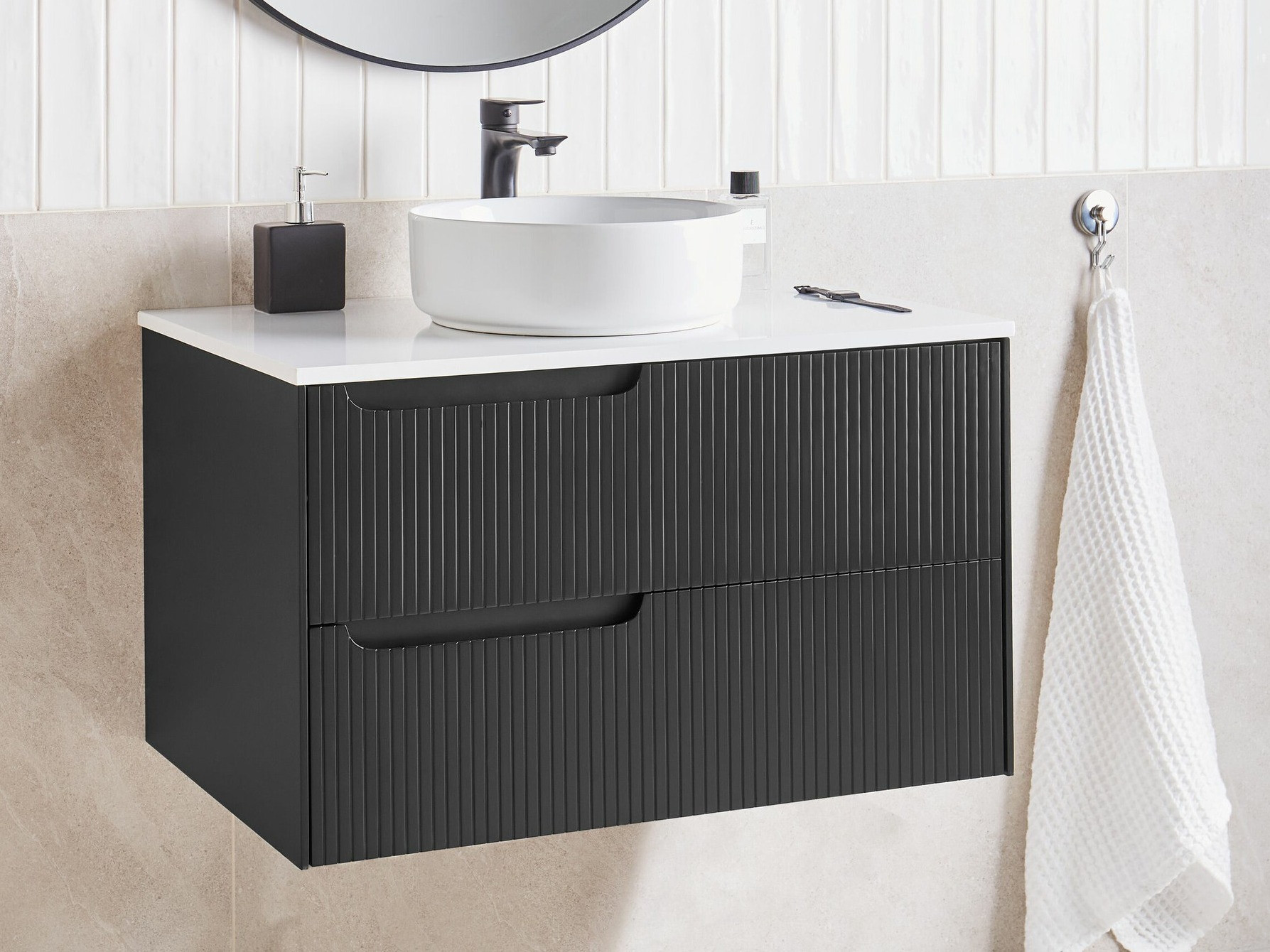 Viseča kopalniška omarica za umivalnik Berwyn 2307 (Črna)