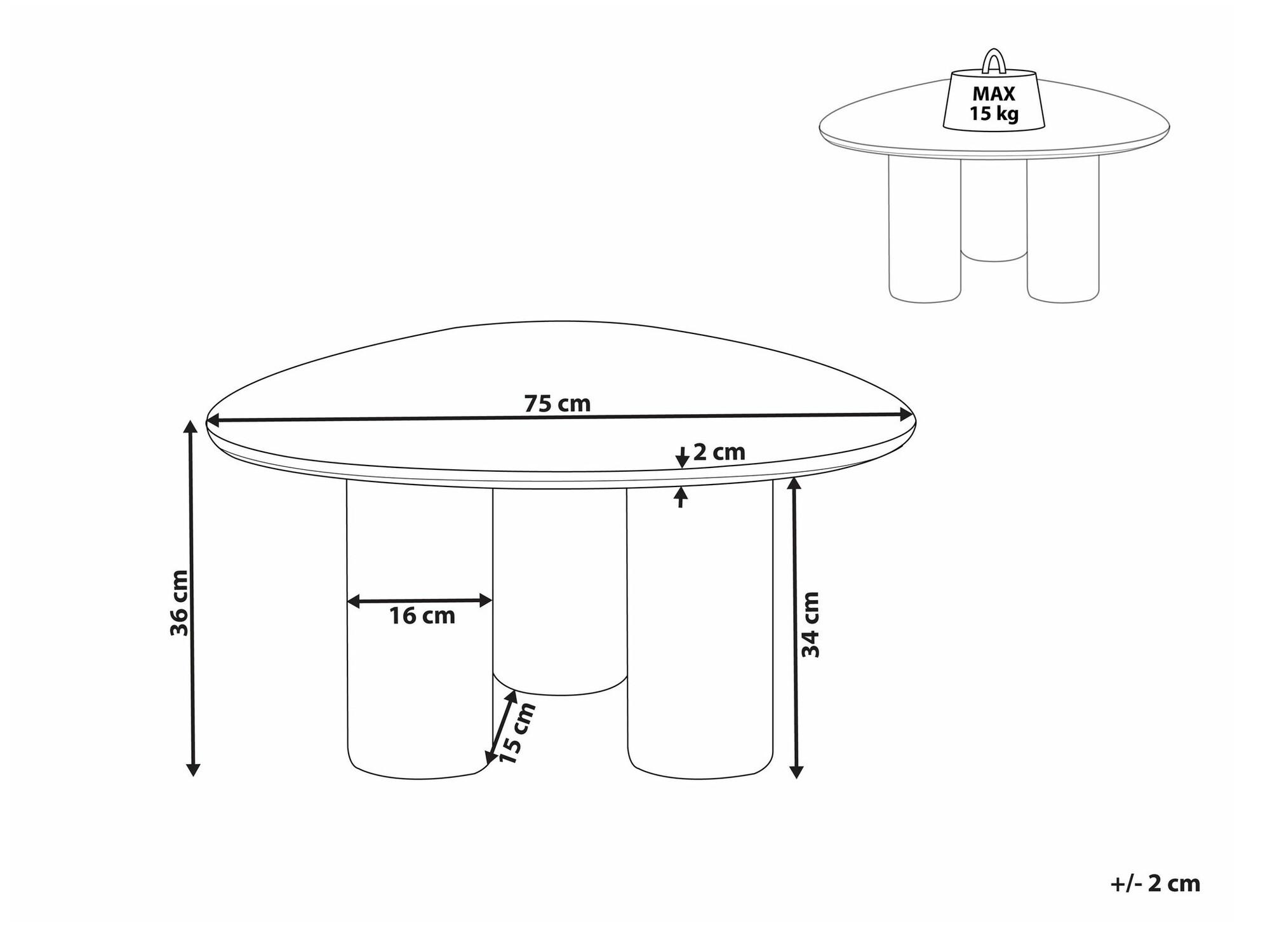 Klubska mizica Berwyn 2310 (Temen les)