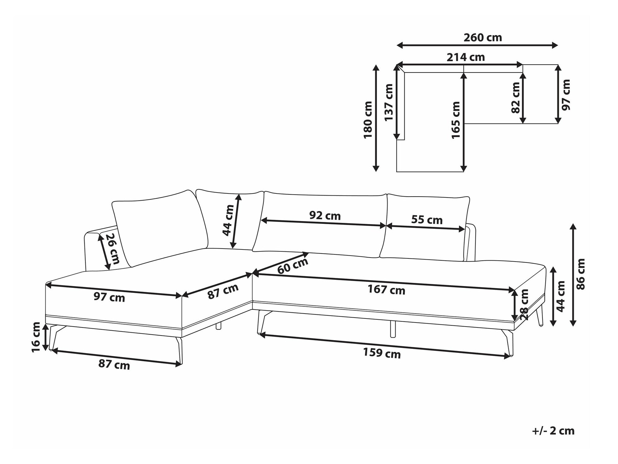 Modularna kotna sedežna garnitura Berwyn 2326 (Bež)