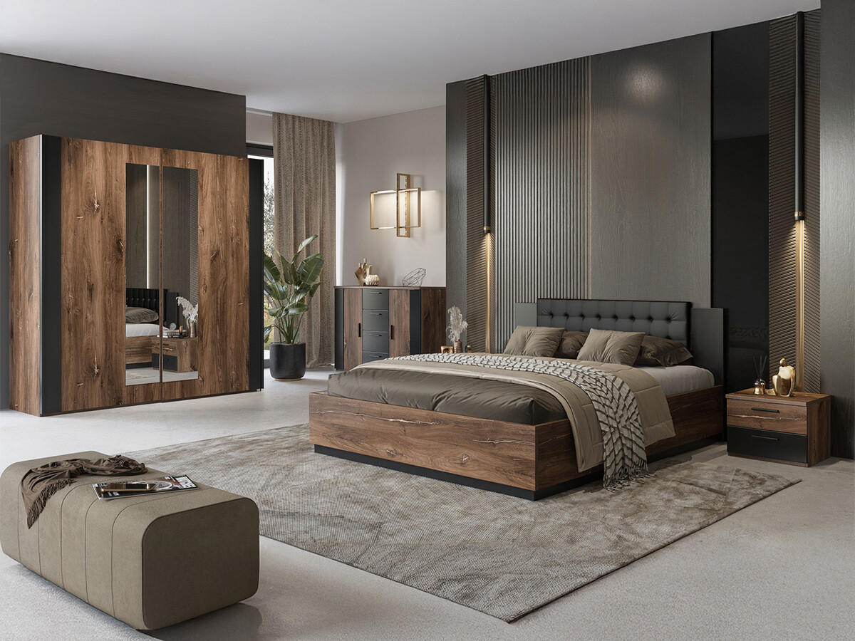 Postelja Felelie 112 (Tamus Flagstaf hrast + Baker)