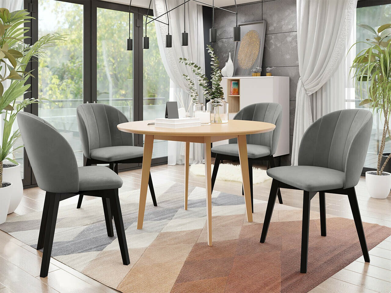 Jedilniški komplet Racine 136 (Rjava)