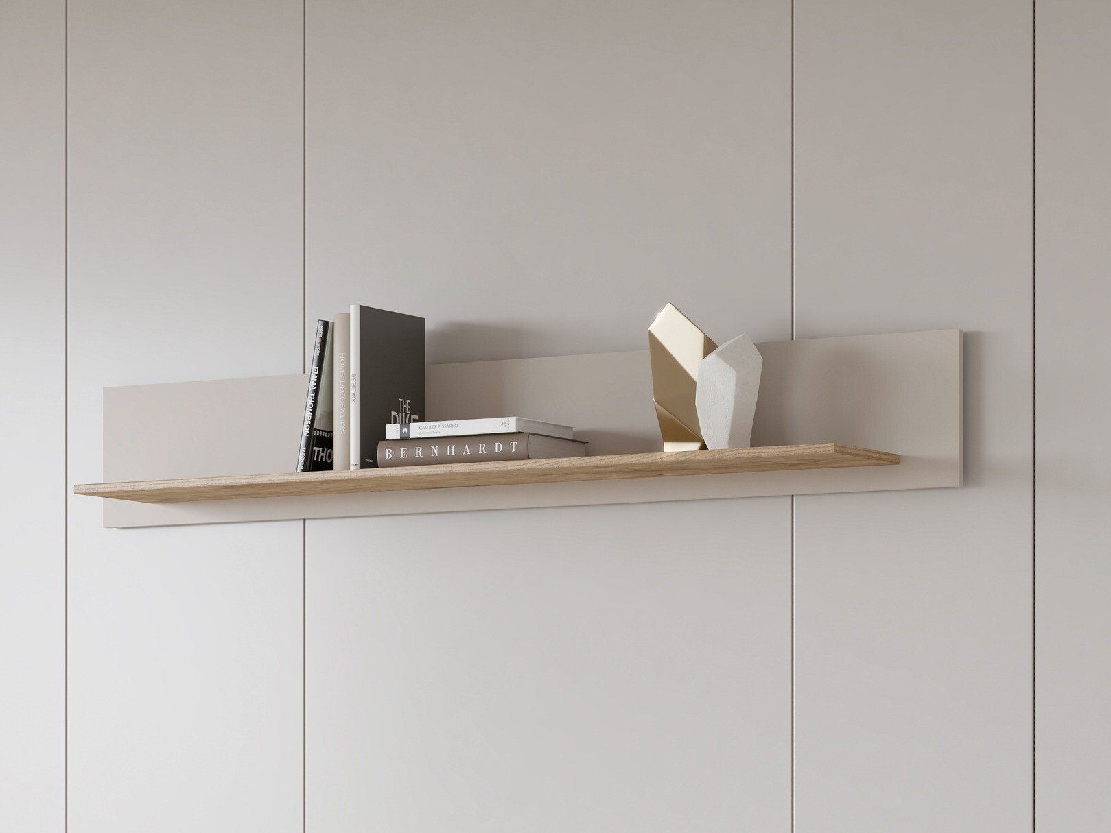 Stenska polica Sovera 100 (Zlati hrast + Svetlo siva)
