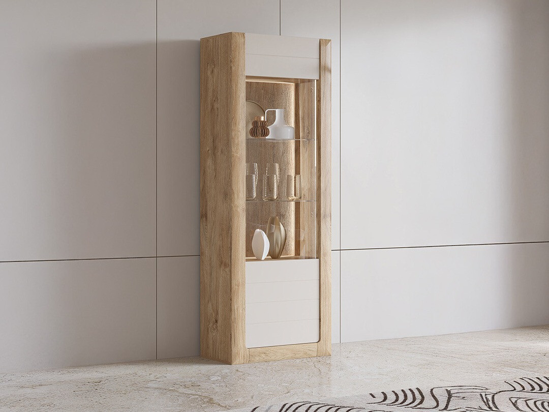 Regal Sovera 101 (Zlati hrast + Svetlo siva)