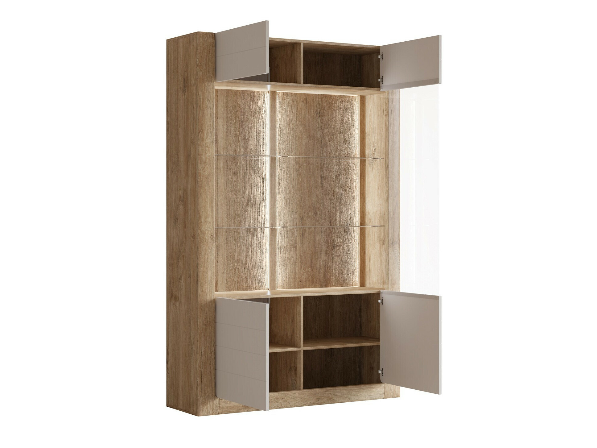 Regal Sovera 102 (Zlati hrast + Svetlo siva)