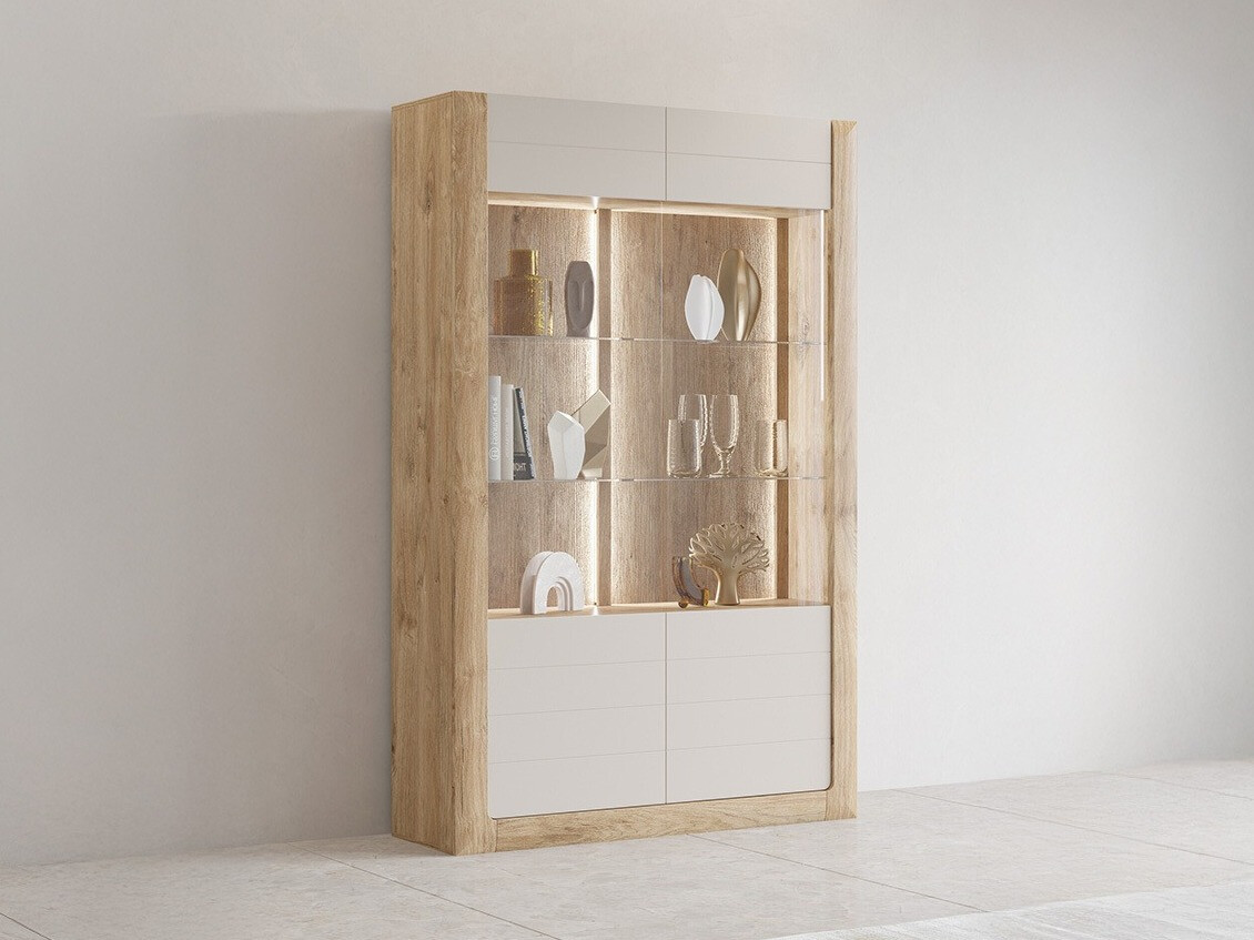 Regal Sovera 102 (Zlati hrast + Svetlo siva)