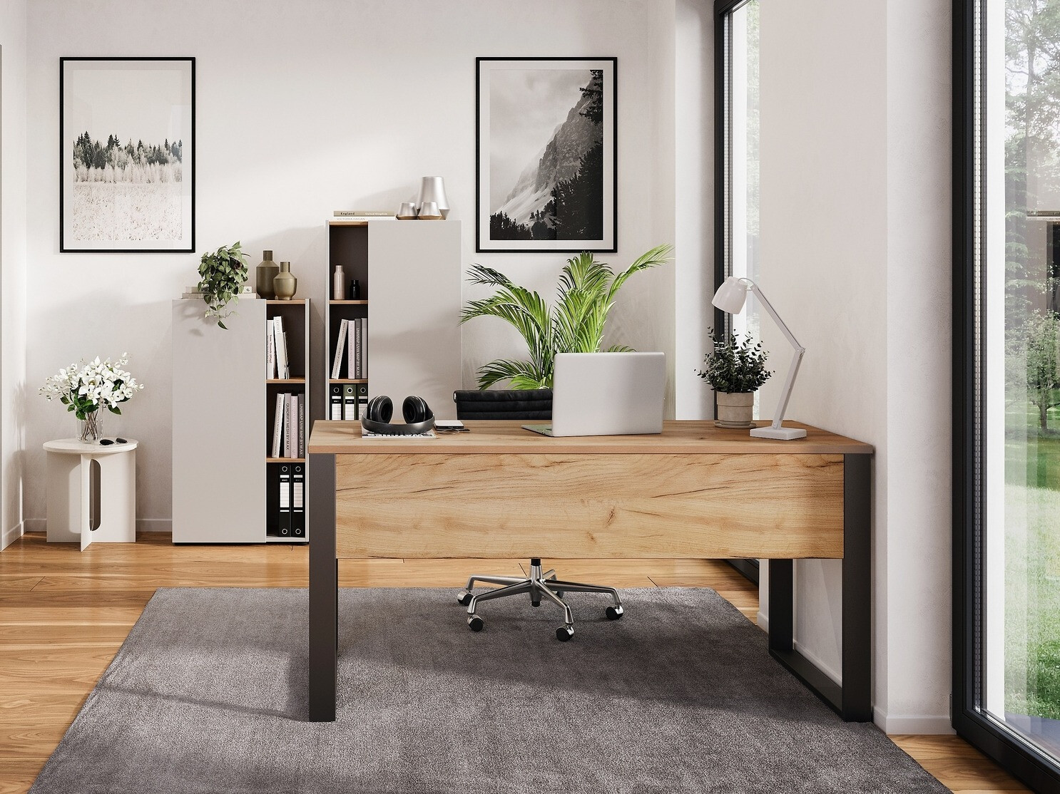 Komplet za domačo pisarno Evarsoa 106 (Kašmir + Navarra hrast)