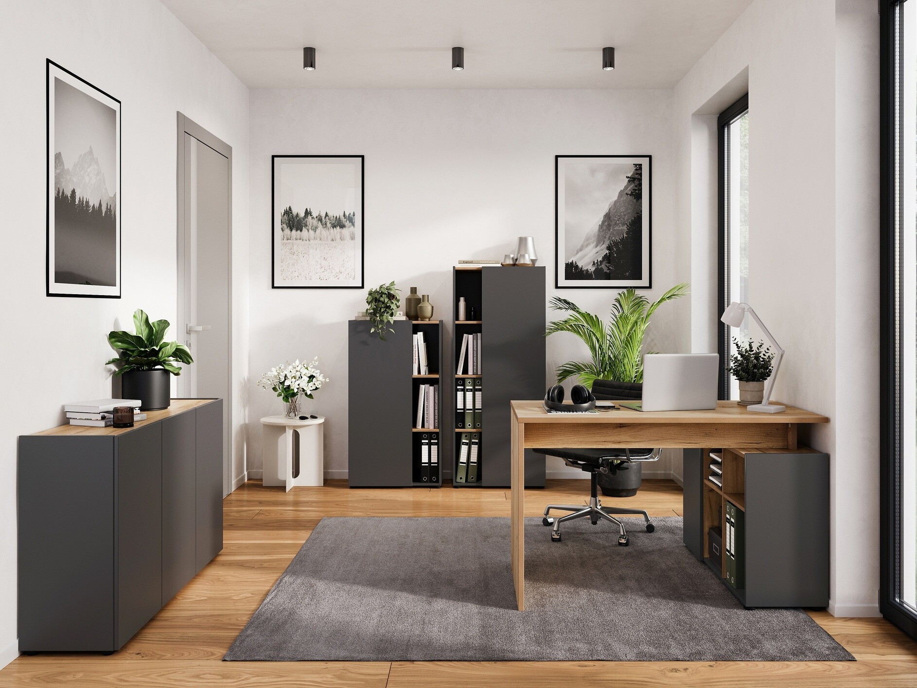 Kotna pisalna miza Evarsoa 101 (Grafit + Navarra hrast)