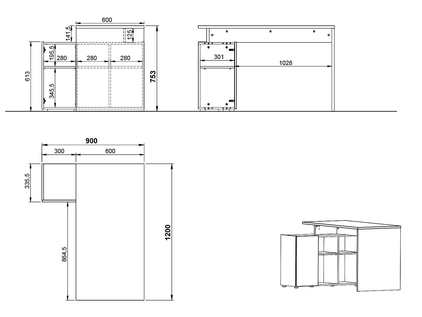 Kotna pisalna miza Evarsoa 101 (Grafit + Navarra hrast)