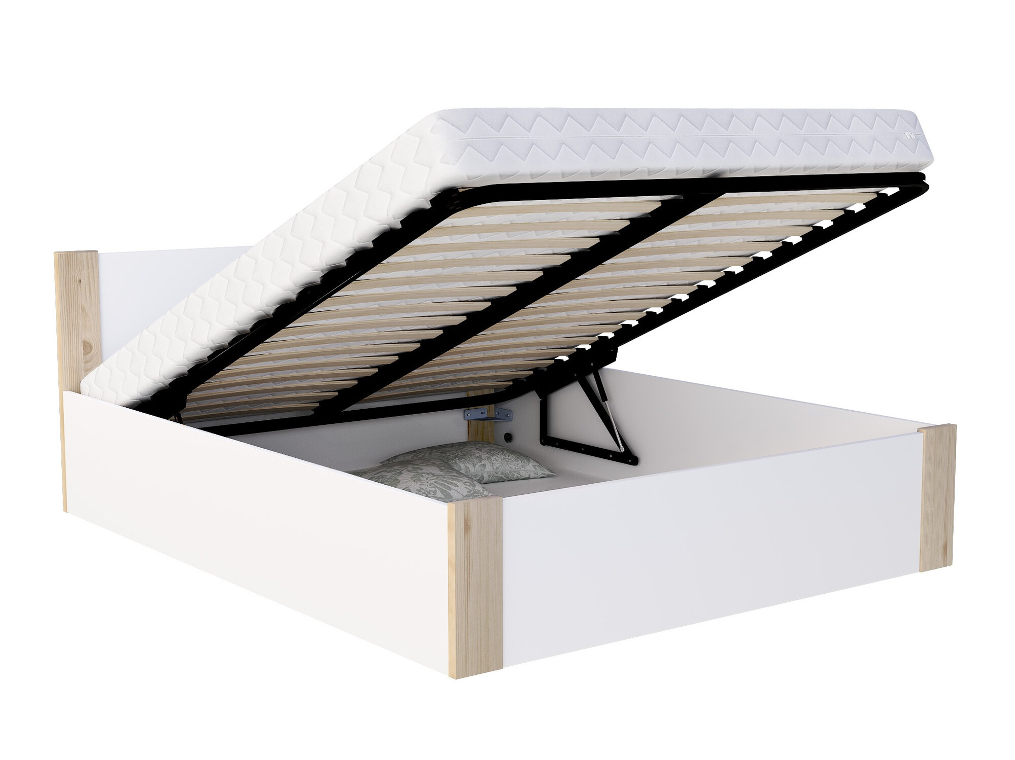 Postelja Aurora 155 (Bela + Bor)