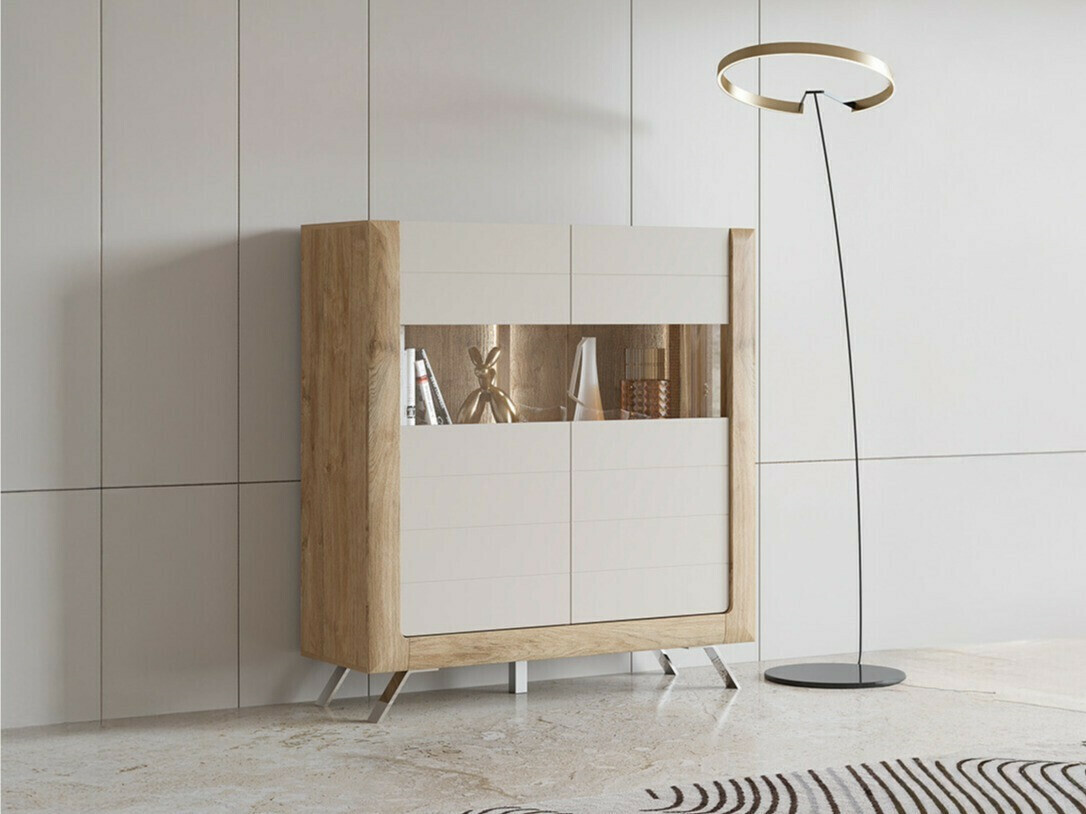 Regal Sovera 106 (Zlati hrast + Svetlo siva)