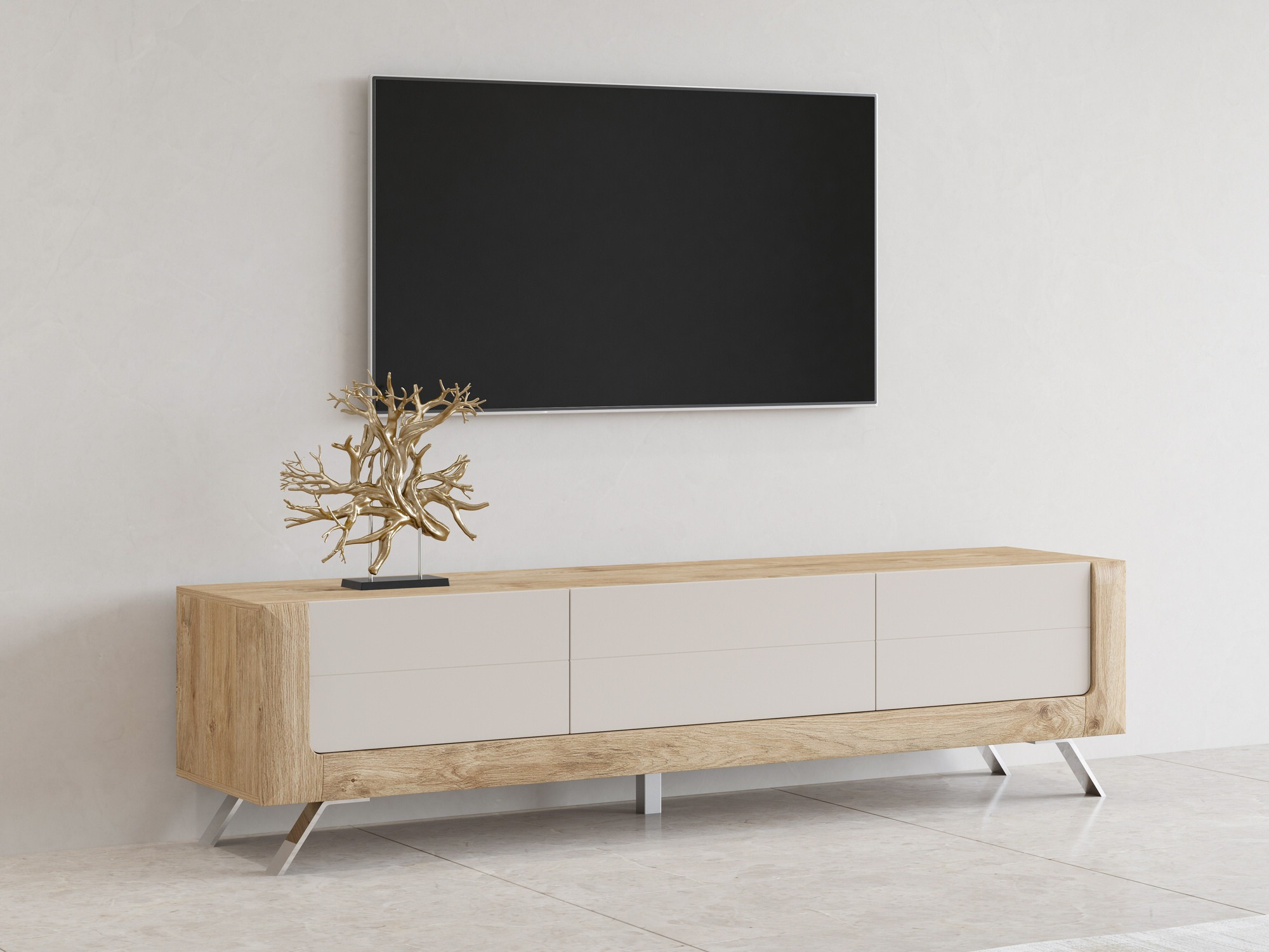 TV-omarica Sovera 104 (Zlati hrast + Svetlo siva)