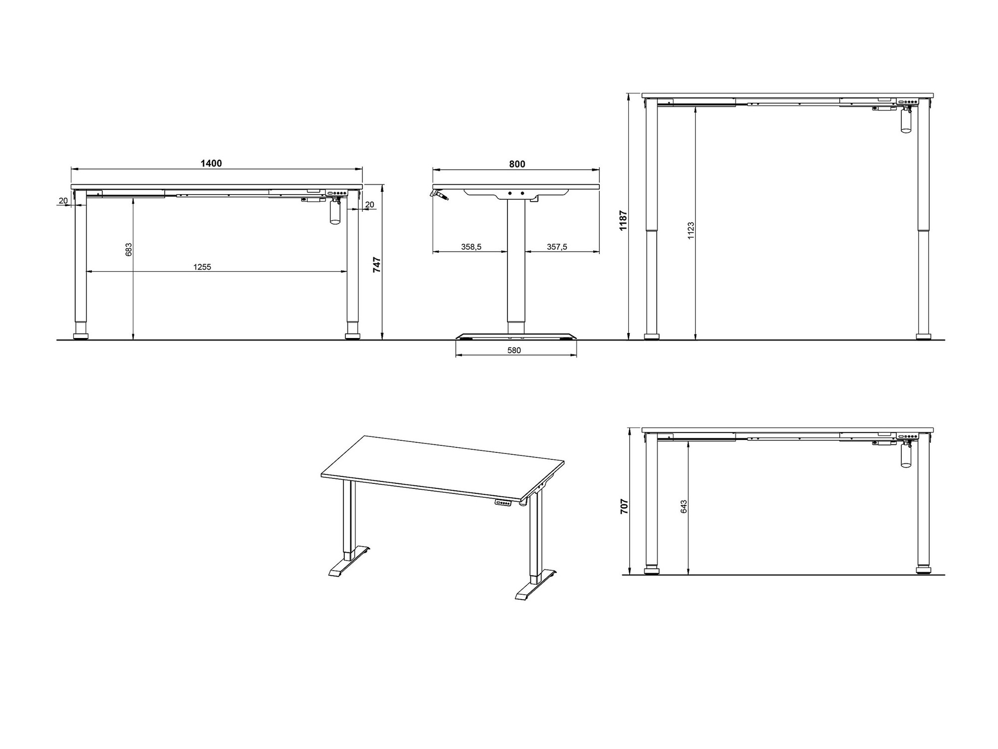 Komplet za domačo pisarno Evarsoa 107 (Grafit + Navarra hrast)