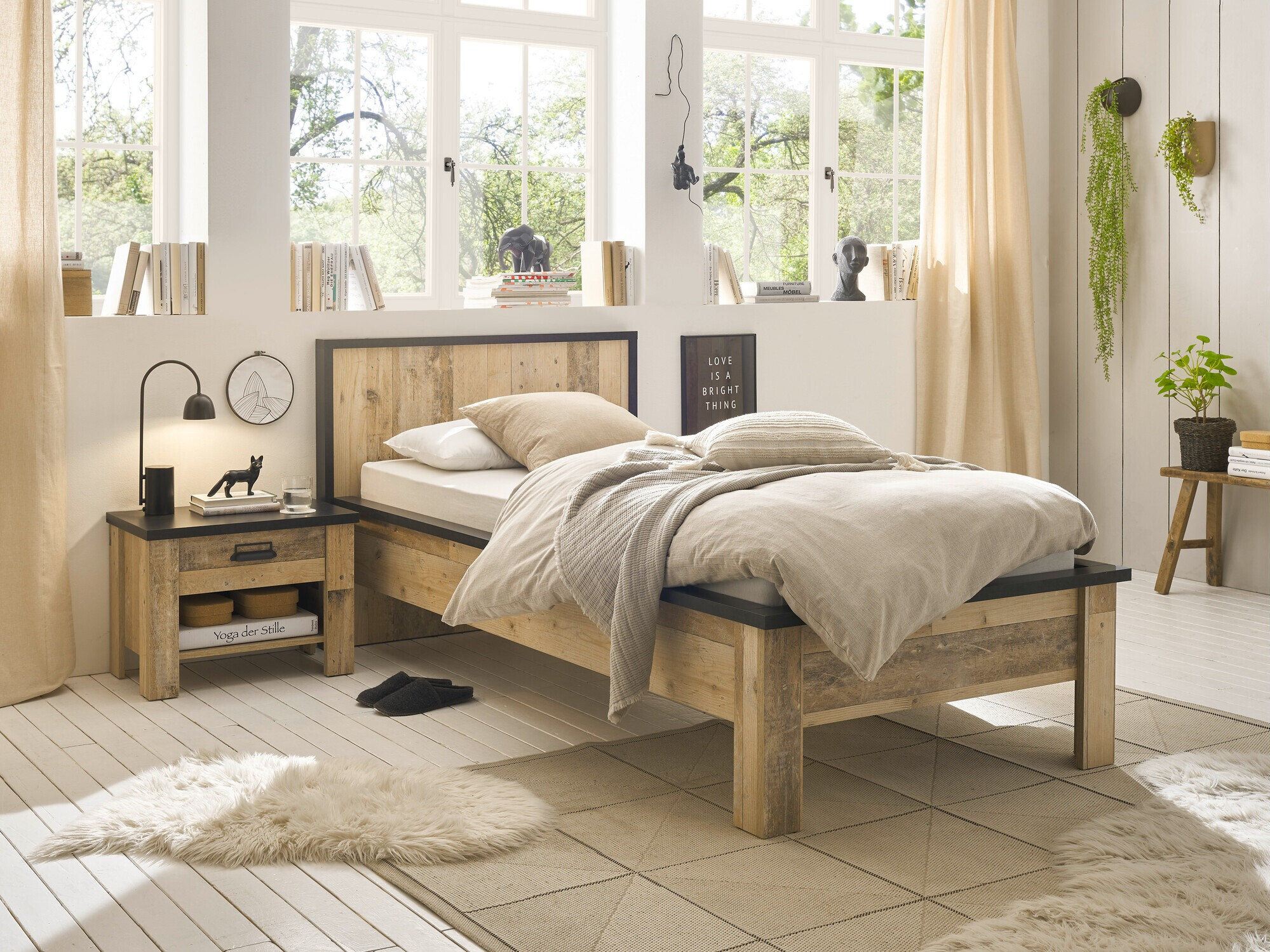 Komplet pohištva za spalnico Cirtale 128 (Rustikalen les + Antracit)