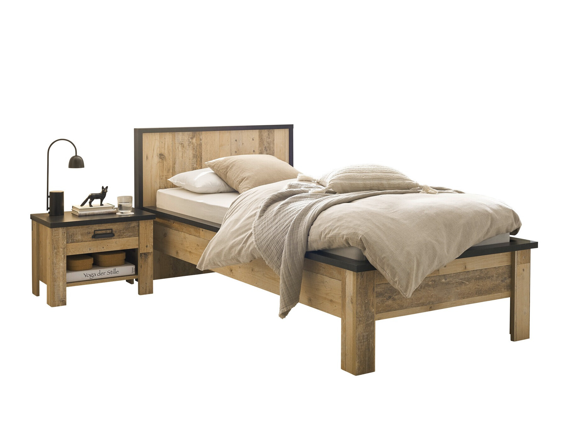 Komplet pohištva za spalnico Cirtale 128 (Rustikalen les + Antracit)