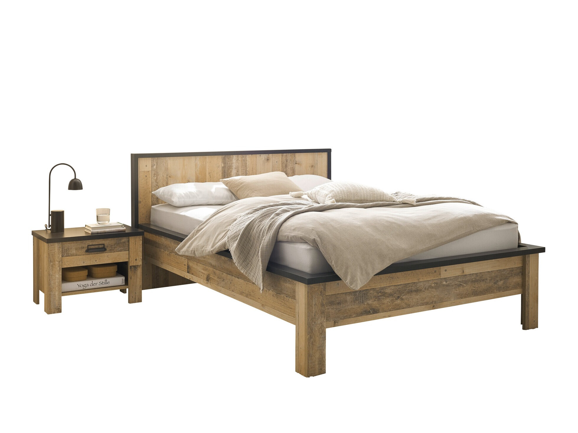 Komplet pohištva za spalnico Cirtale 128 (Rustikalen les + Antracit)