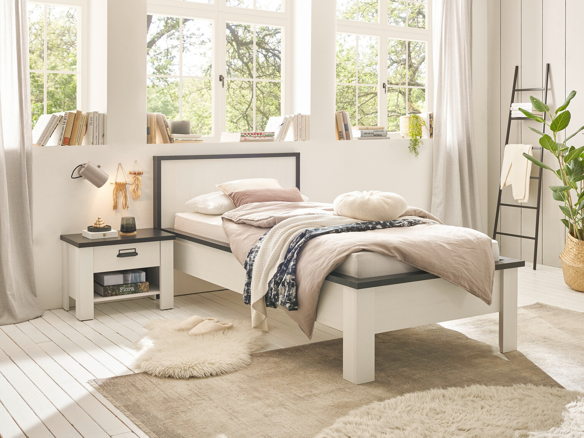 Komplet spalnic Cirtale 128 (Beljen bor + Antracit)