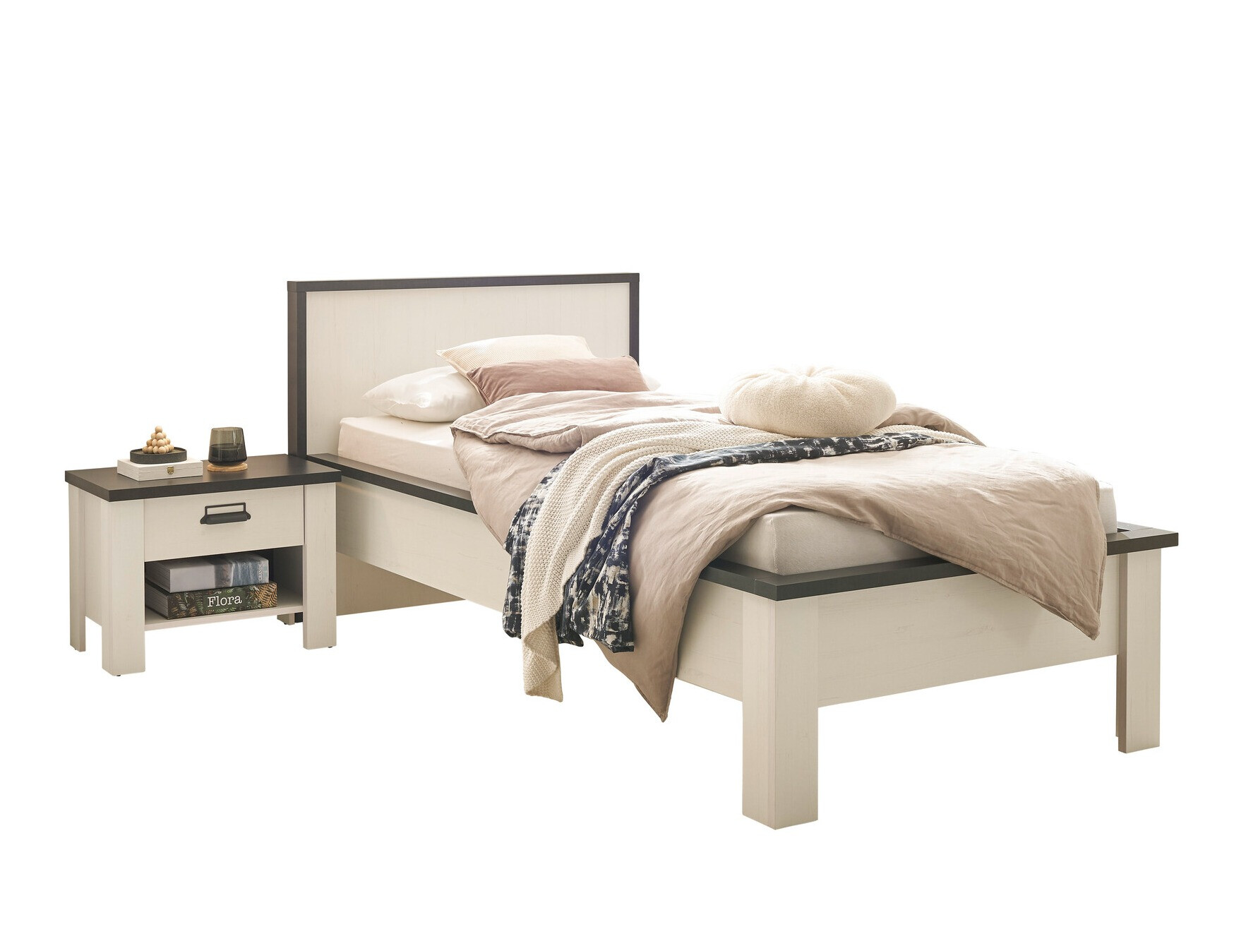 Komplet spalnic Cirtale 128 (Beljen bor + Antracit)