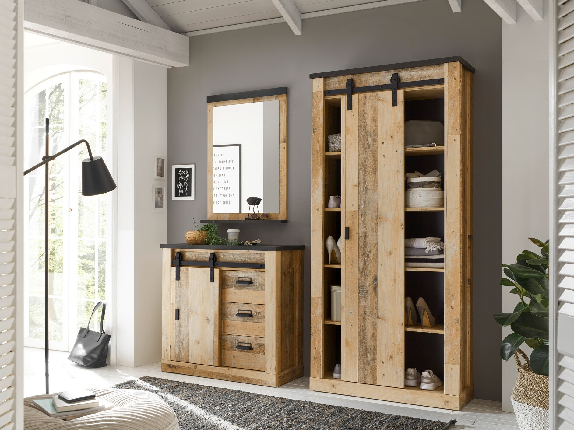 Komplet za predsobo Cirtale 129 (Rustikalen les + Antracit)