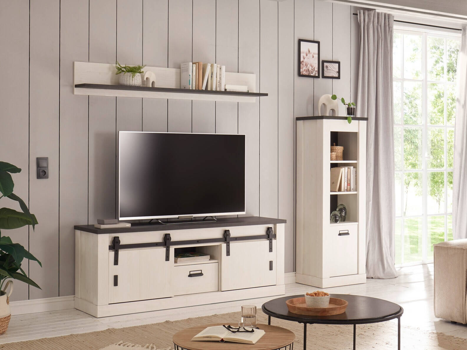 Komplet za dnevno sobo Cirtale 131 (Beljen bor + Antracit)