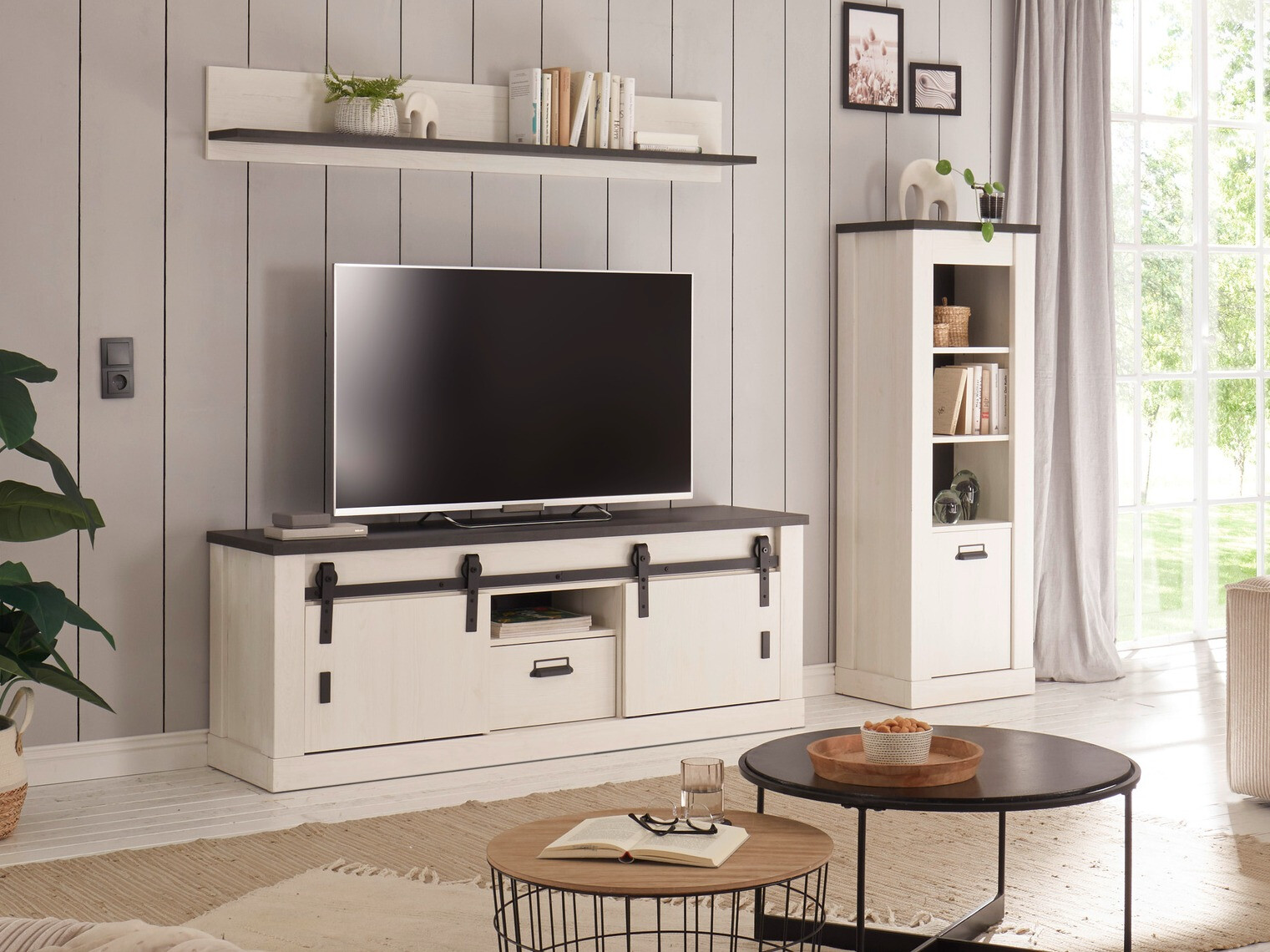 Komplet za dnevno sobo Cirtale 131 (Beljen bor + Antracit)