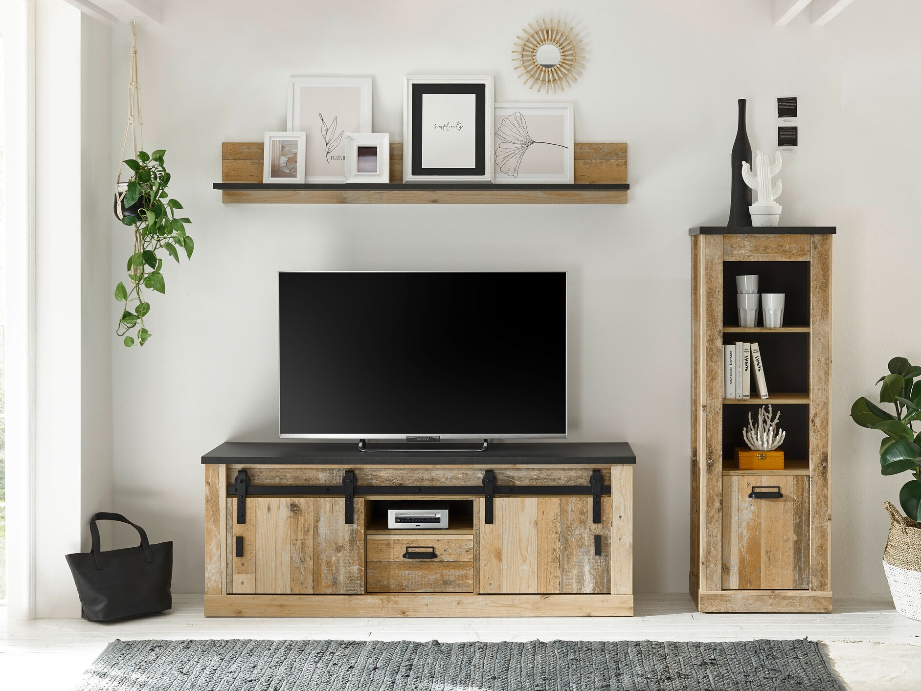 Komplet za dnevno sobo Cirtale 131 (Rustikalen les + Antracit)