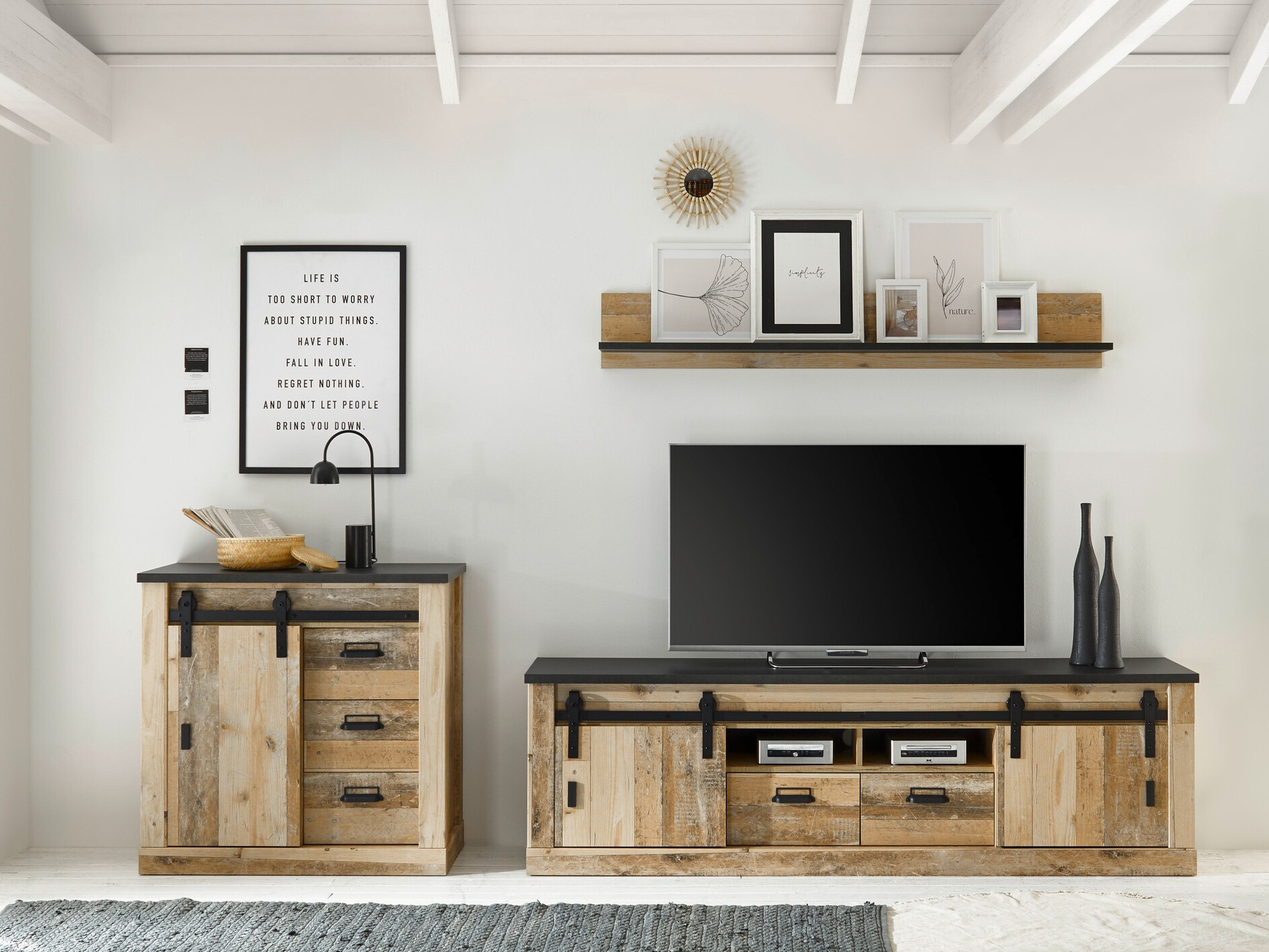 Komplet za dnevno sobo Cirtale 132 (Rustikalen les + Antracit)