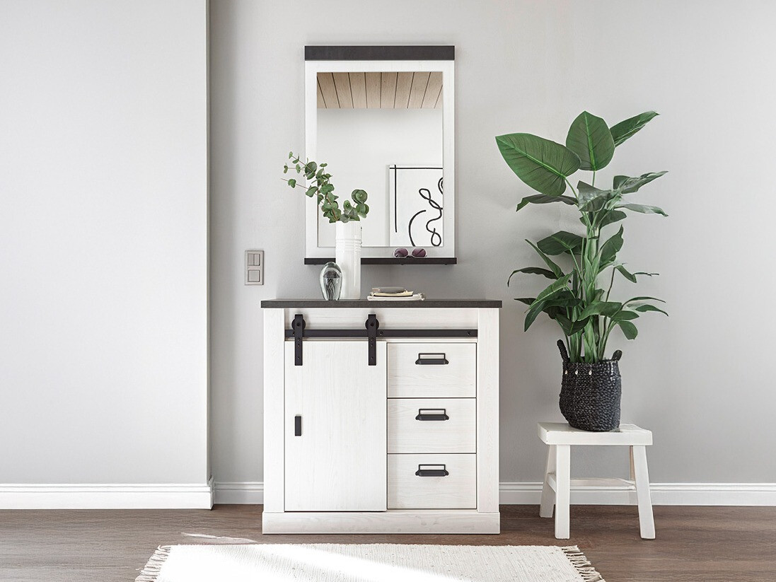 Komplet za predsobo Cirtale 129 (Beljen bor + Antrahite)