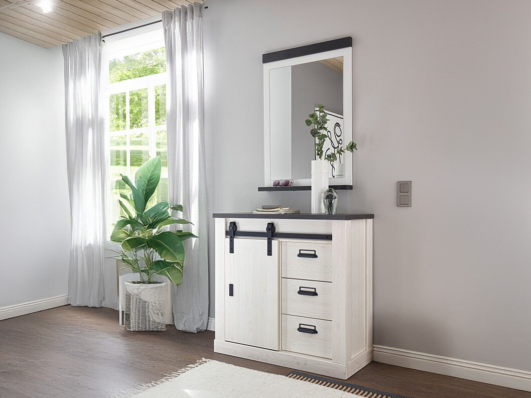 Komplet za predsobo Cirtale 129 (Beljen bor + Antrahite)