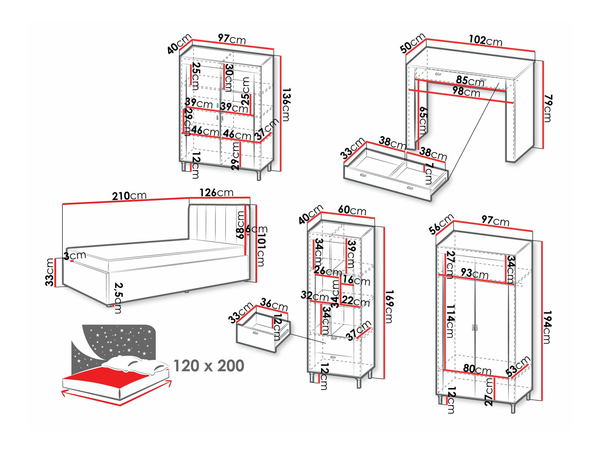 Komplet spalnic Mormavu 116 (Kašmir)