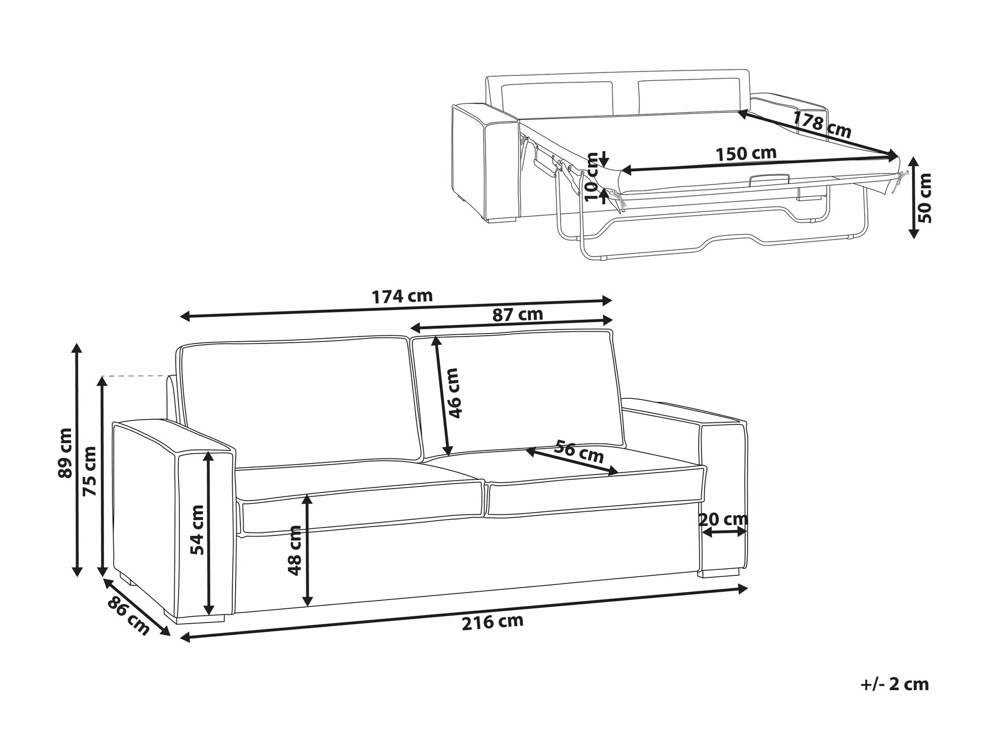 Raztegljiv kavč Berwyn 2375 (Bela)