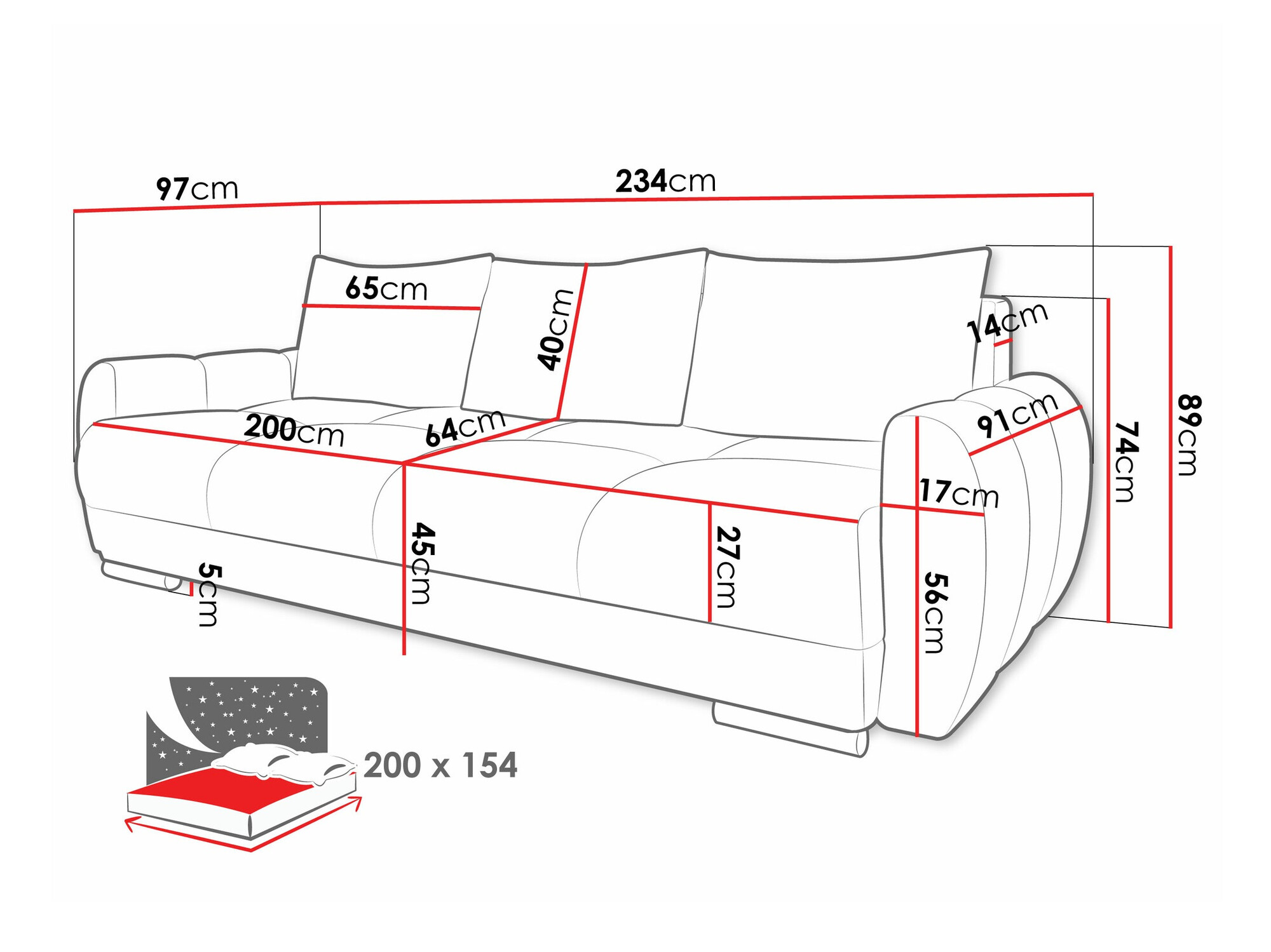 Raztegljiv kavč Camden 103 (Velo 627)