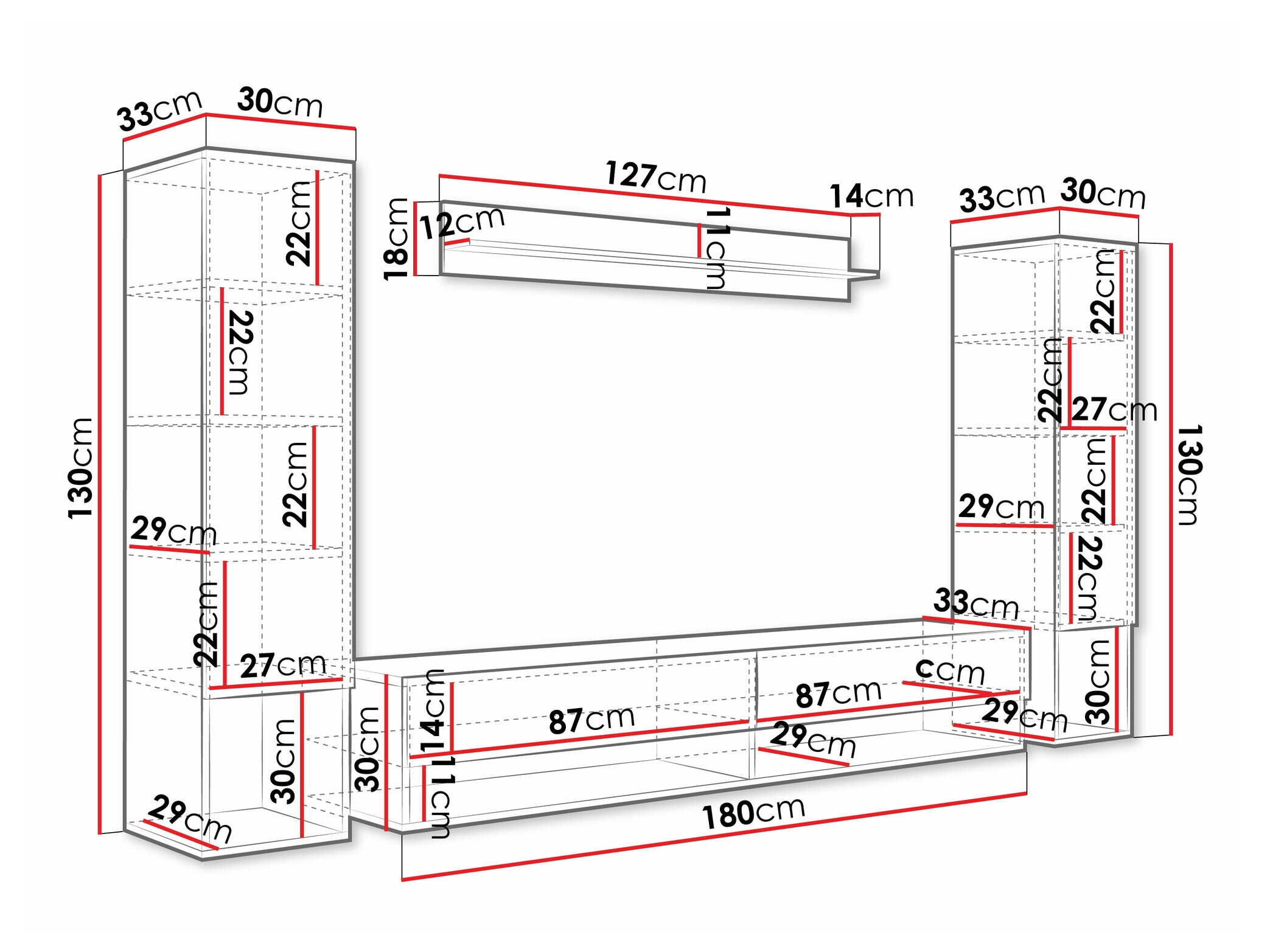 Komplet za dnevno sobo Sarasota 176 (Bela + Sijaj bela)