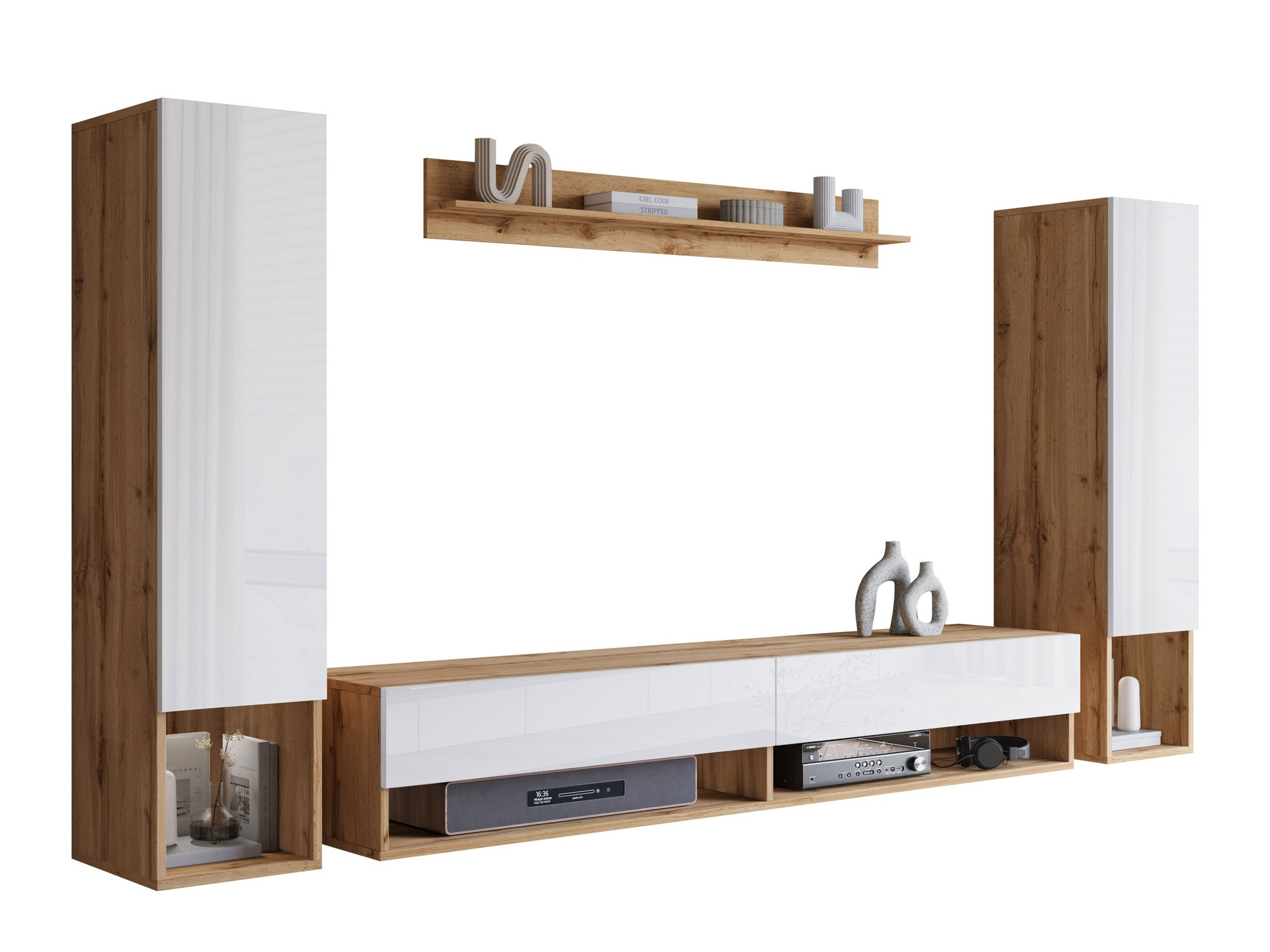 Komplet za dnevno sobo Sarasota 176 (Wotan hrast + Sijaj bela)